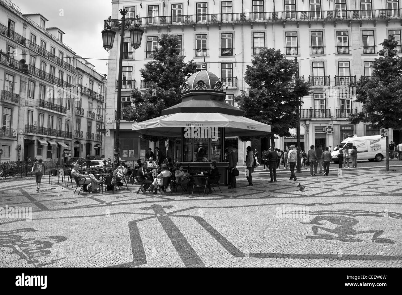 A pretty view of the cafe in Largo de Camões, Lisbon, Portugal Stock Photo