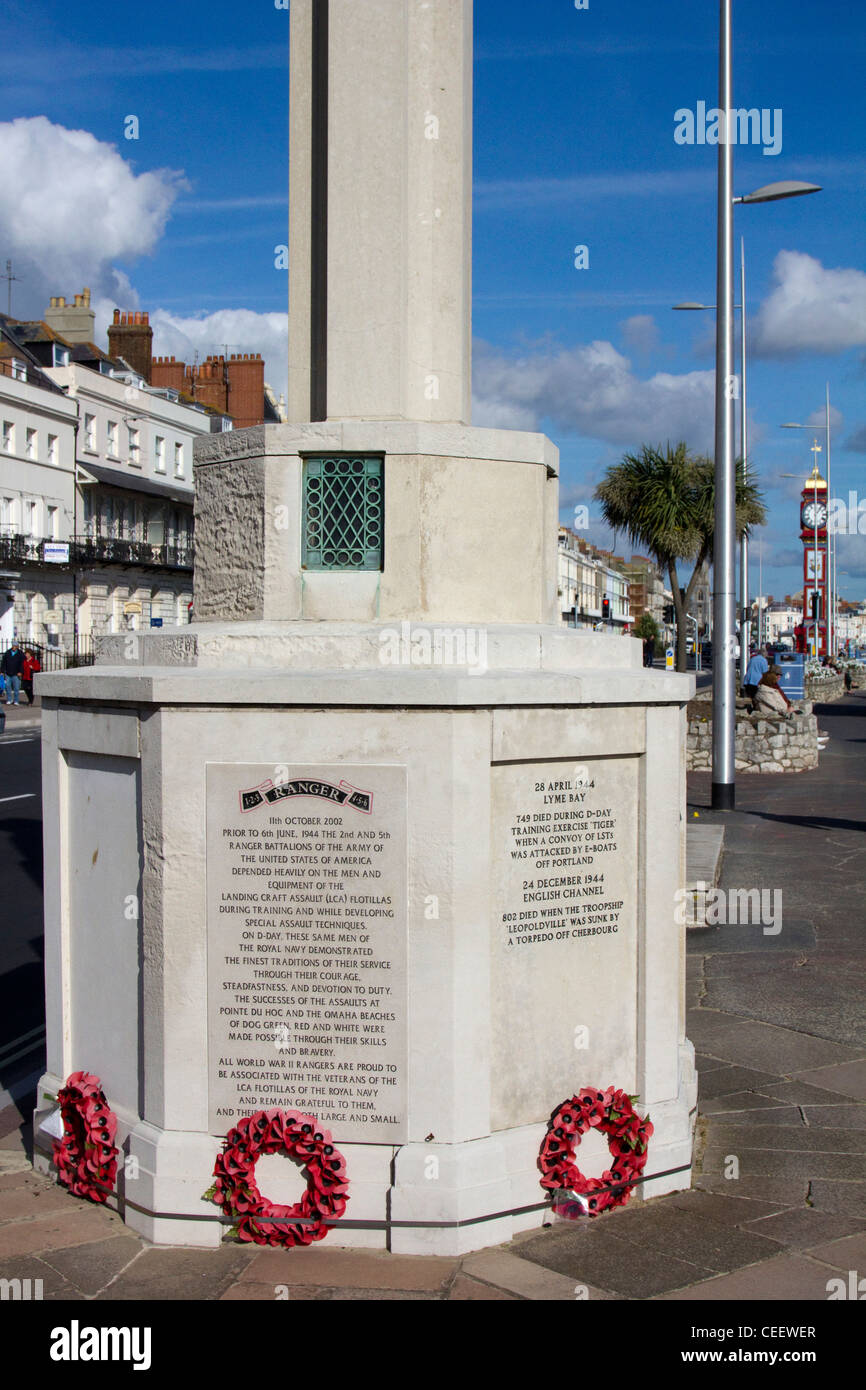 rangers war memorial weymouth town centre promenade war memorial dorset england uk gb Stock Photo