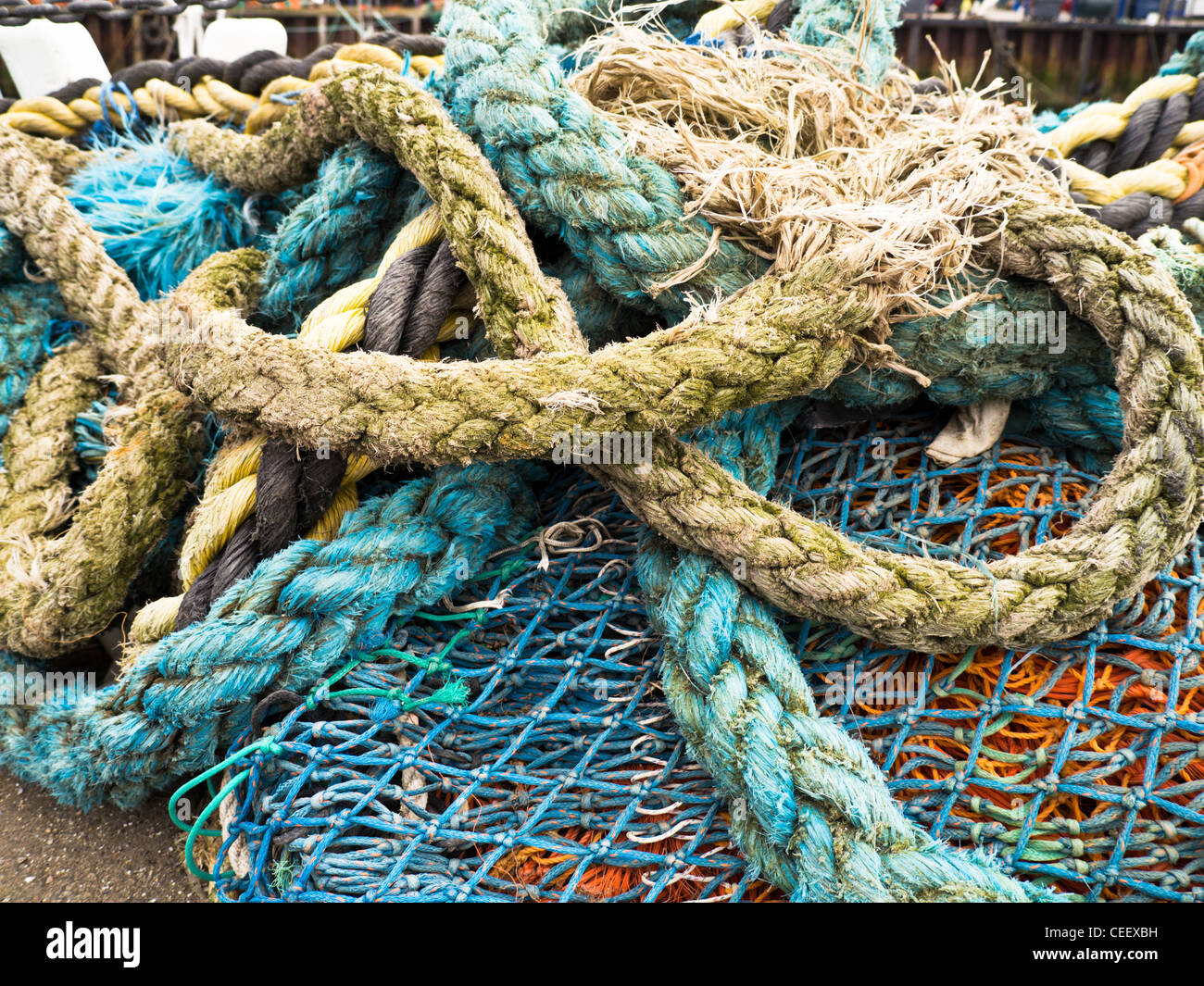 https://c8.alamy.com/comp/CEEXBH/frayed-rope-and-fishing-nets-in-whitstable-harbour-CEEXBH.jpg