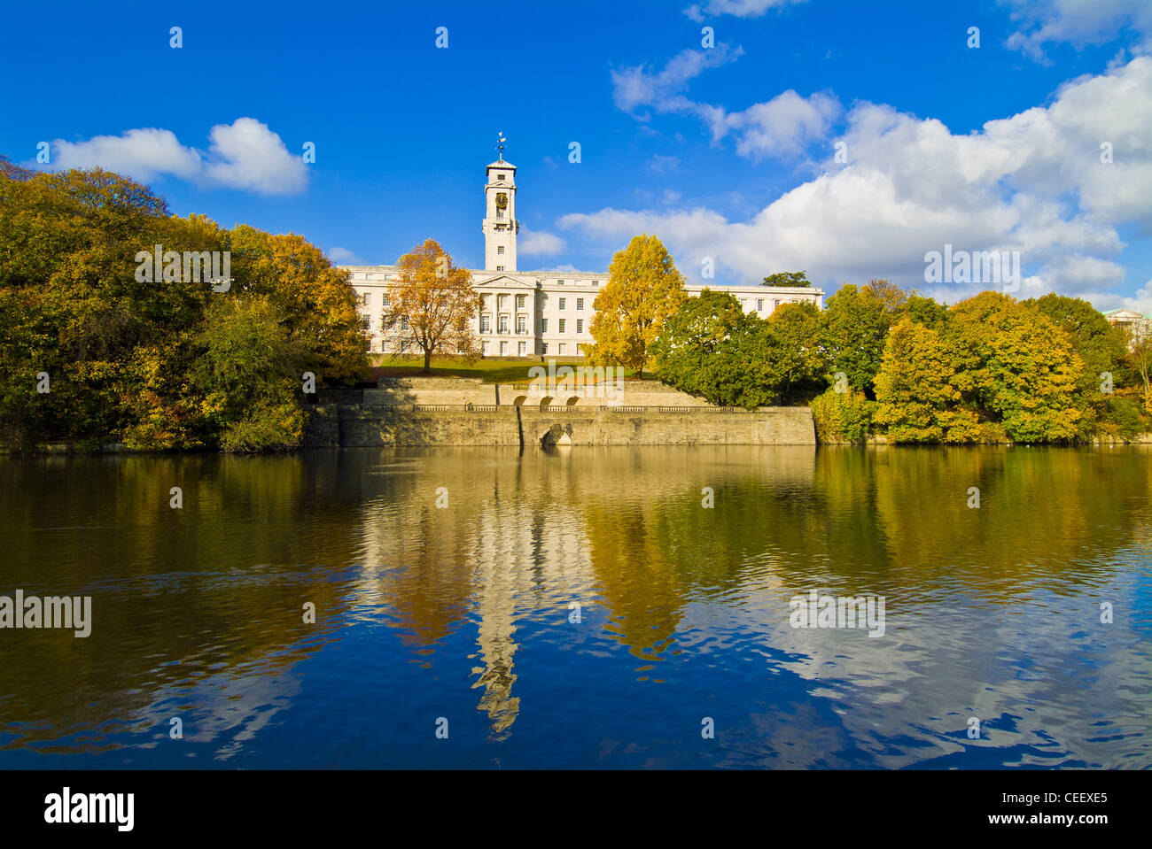 Nottingham University park lake and Trent building main campus Nottingham Nottinghamshire England UK GB EU Europe Nottingham University of Nottingham Stock Photo