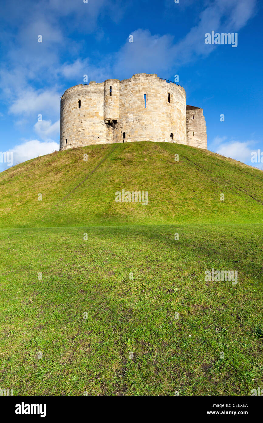 Cliffords Tower in the heart of The historic city of York, North Yorkshire, UK Stock Photo