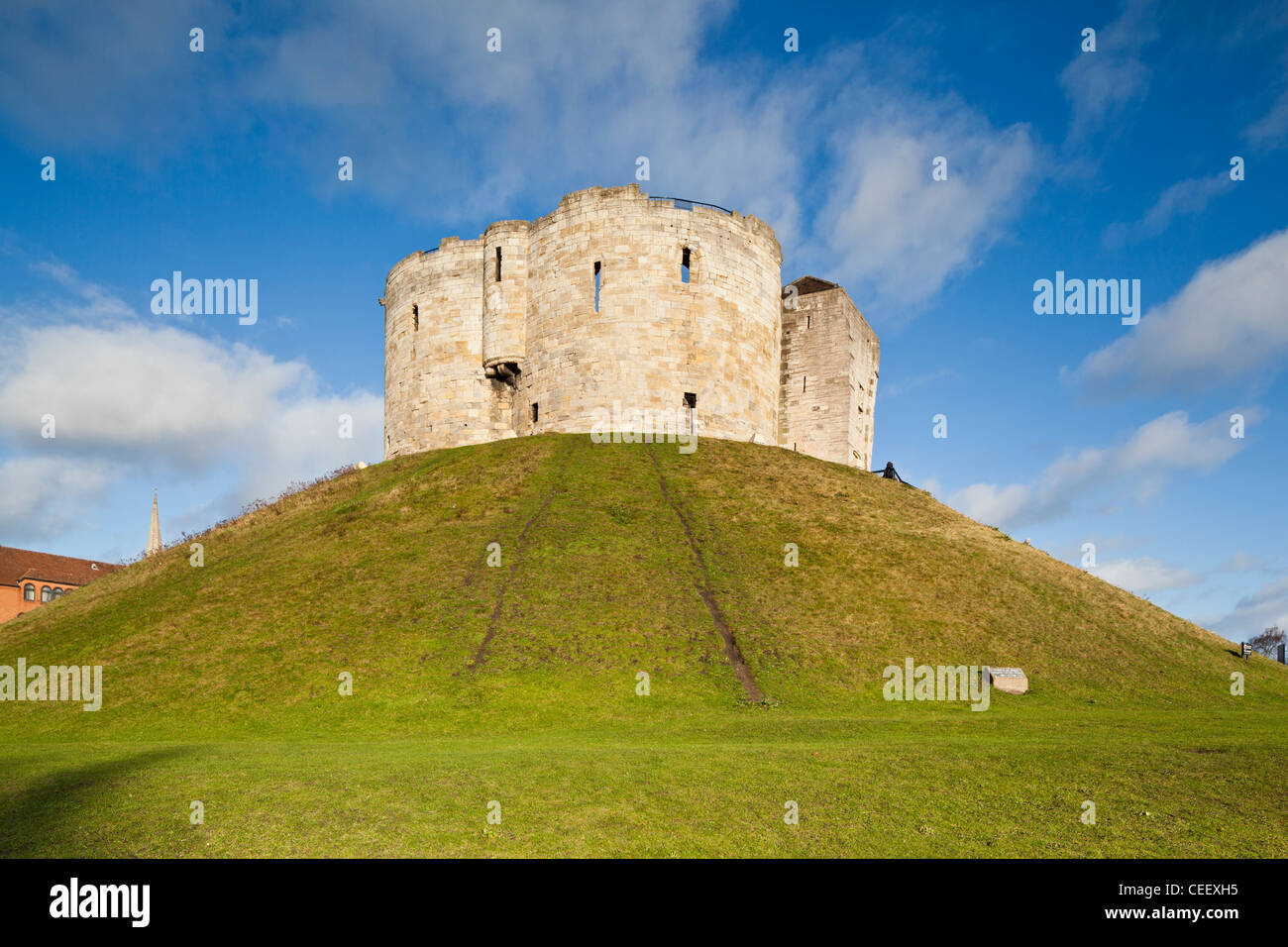 Cliffords Tower in the heart of The historic city of York, North Yorkshire, UK Stock Photo
