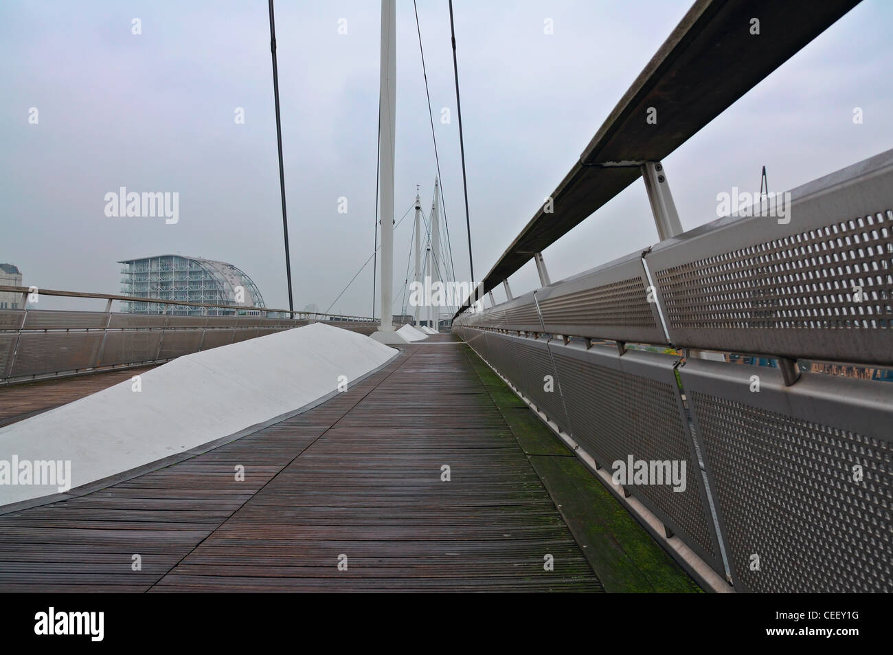 London: pedestrian bridge near Excel exhibition center Stock Photo