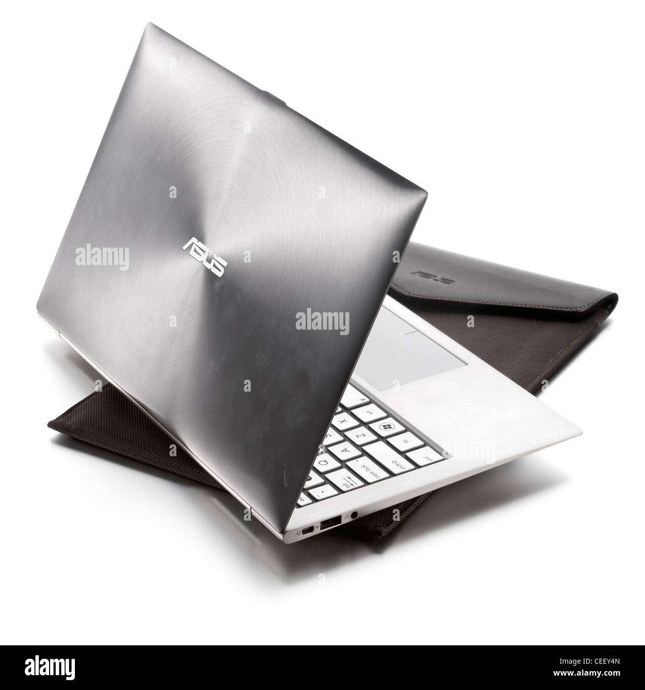 Asus brushed metal laptop Stock Photo