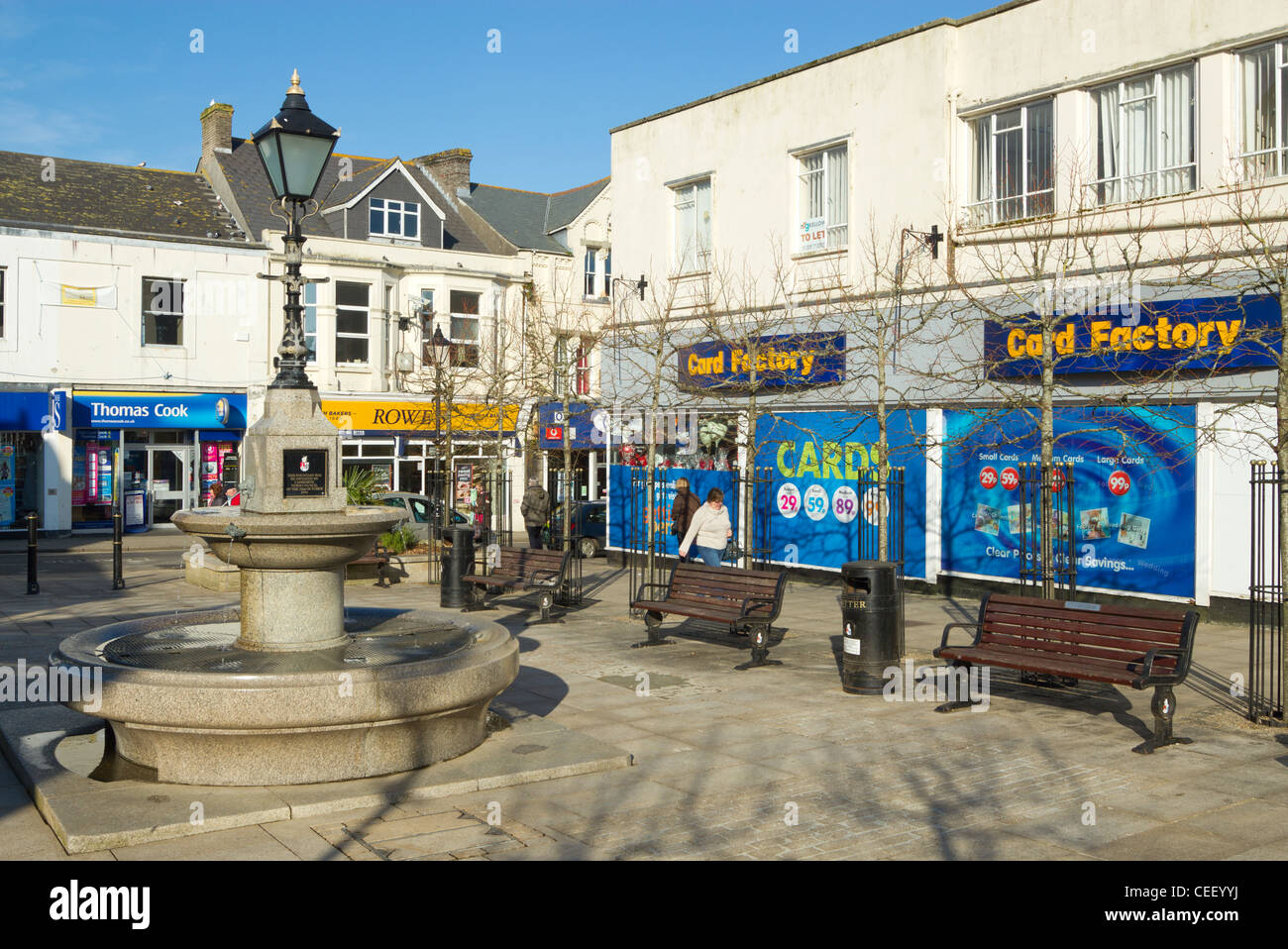 Camborne town centre Commercial Square, Cornwall England UK. Stock Photo