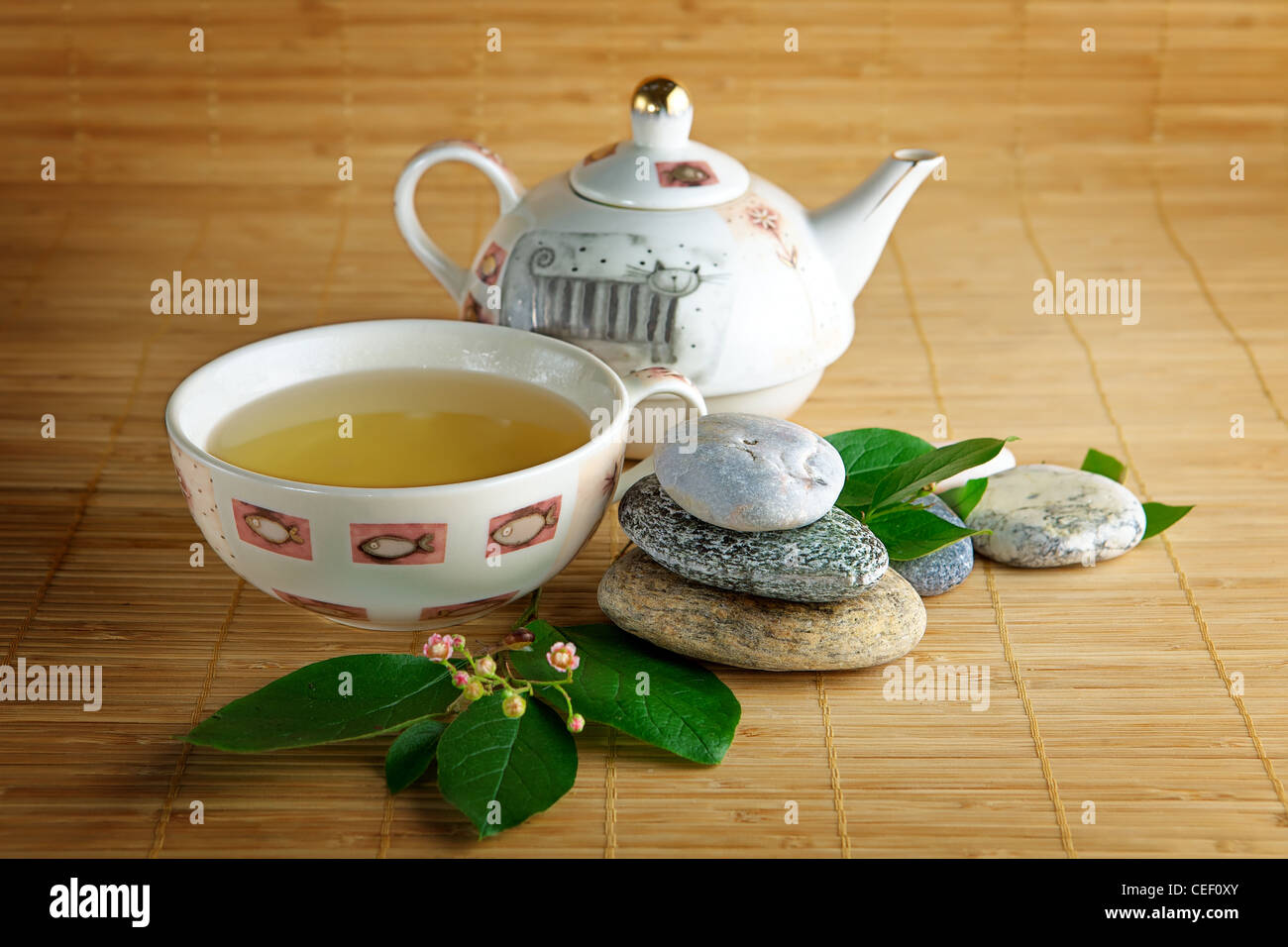 Healthy green tea cup Stock Photo