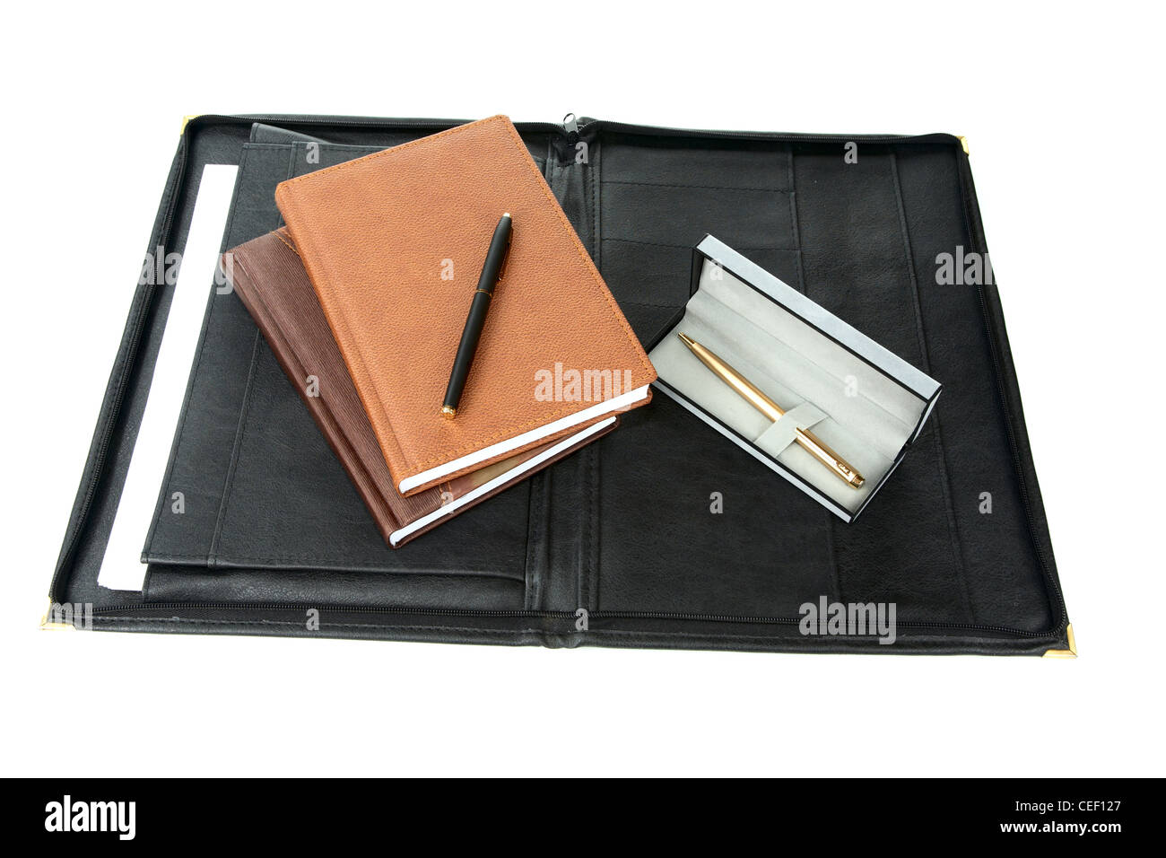 folder and organizers with pen on a white background Stock Photo
