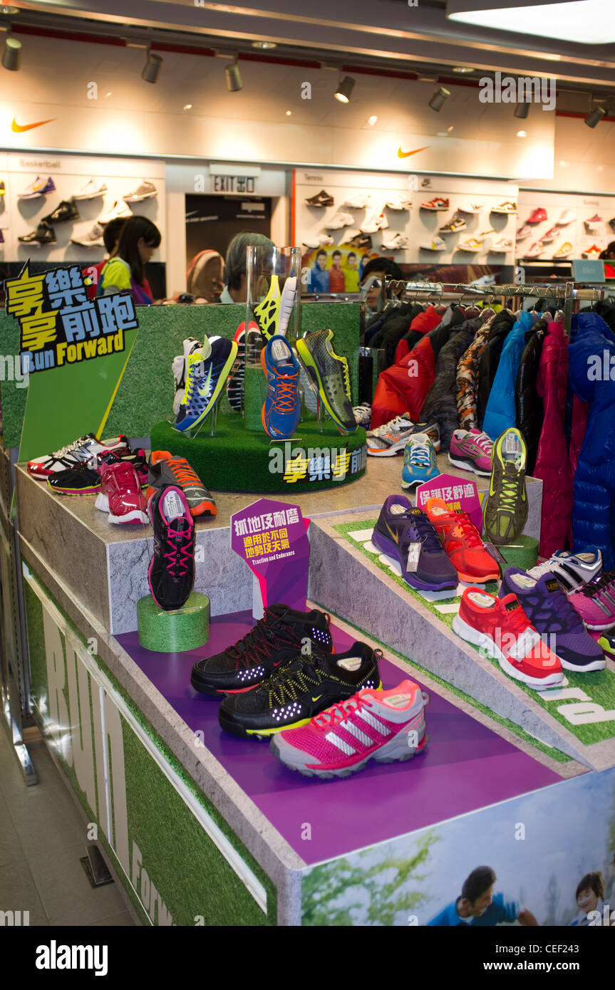 dh Time Square Mall CAUSEWAY BAY HONG KONG Chinese Sport clothes Shopping  sports shop trainer shoes display china kit retail Stock Photo - Alamy