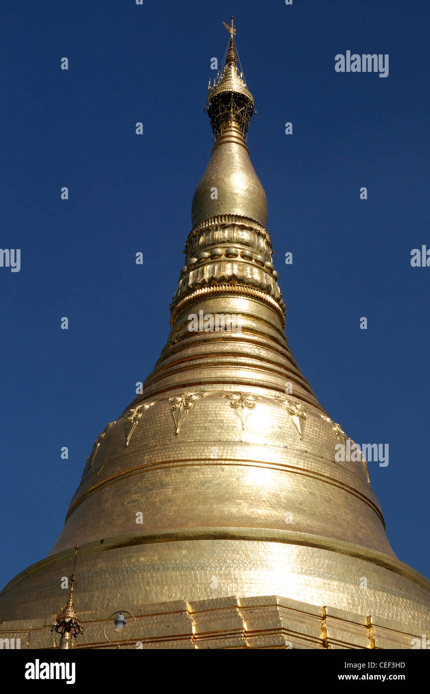 Shwedagon Pagoda main stupa gold golden dome domed buddhist buddhism ...