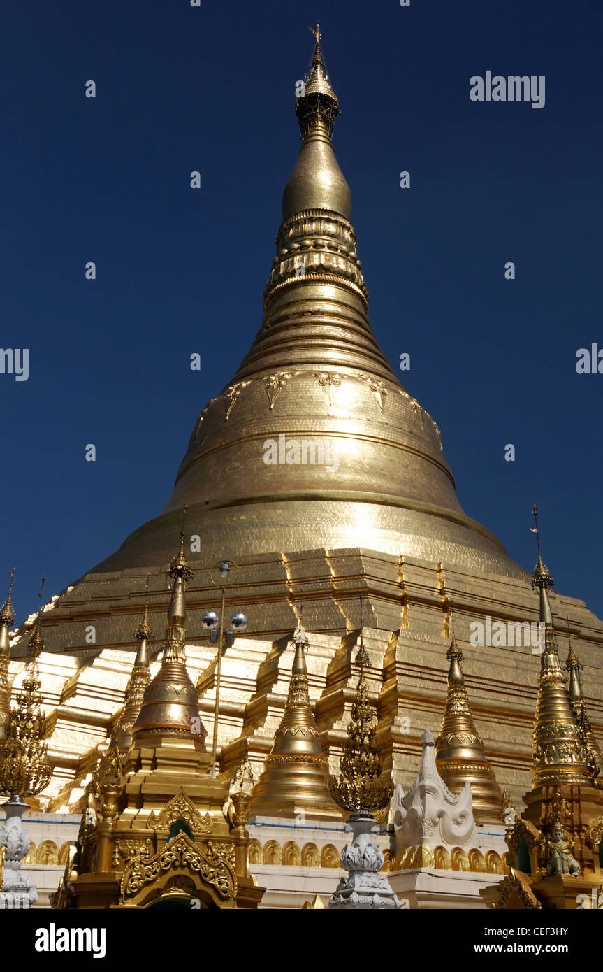 Shwedagon Pagoda main stupa gold golden dome domed buddhist buddhism ...