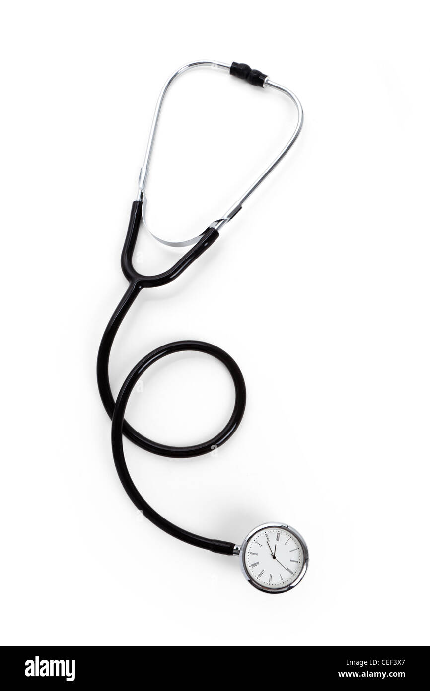 Stethoscope and Clock, concept of Time Problems Stock Photo