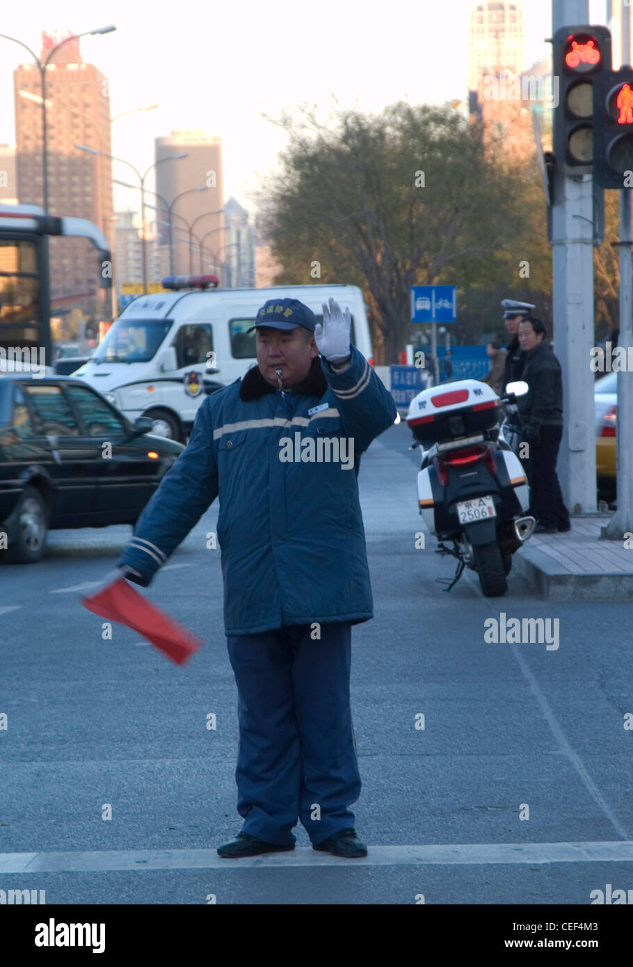 Beijing traffic assistance Stock Photo