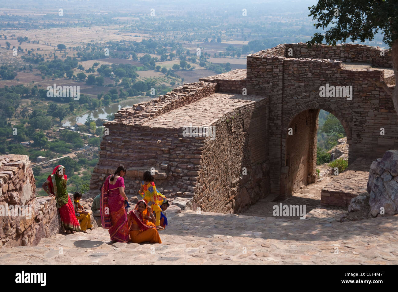Indian girls at Chittorgarh Fort, Rajasthan, India Stock Photo