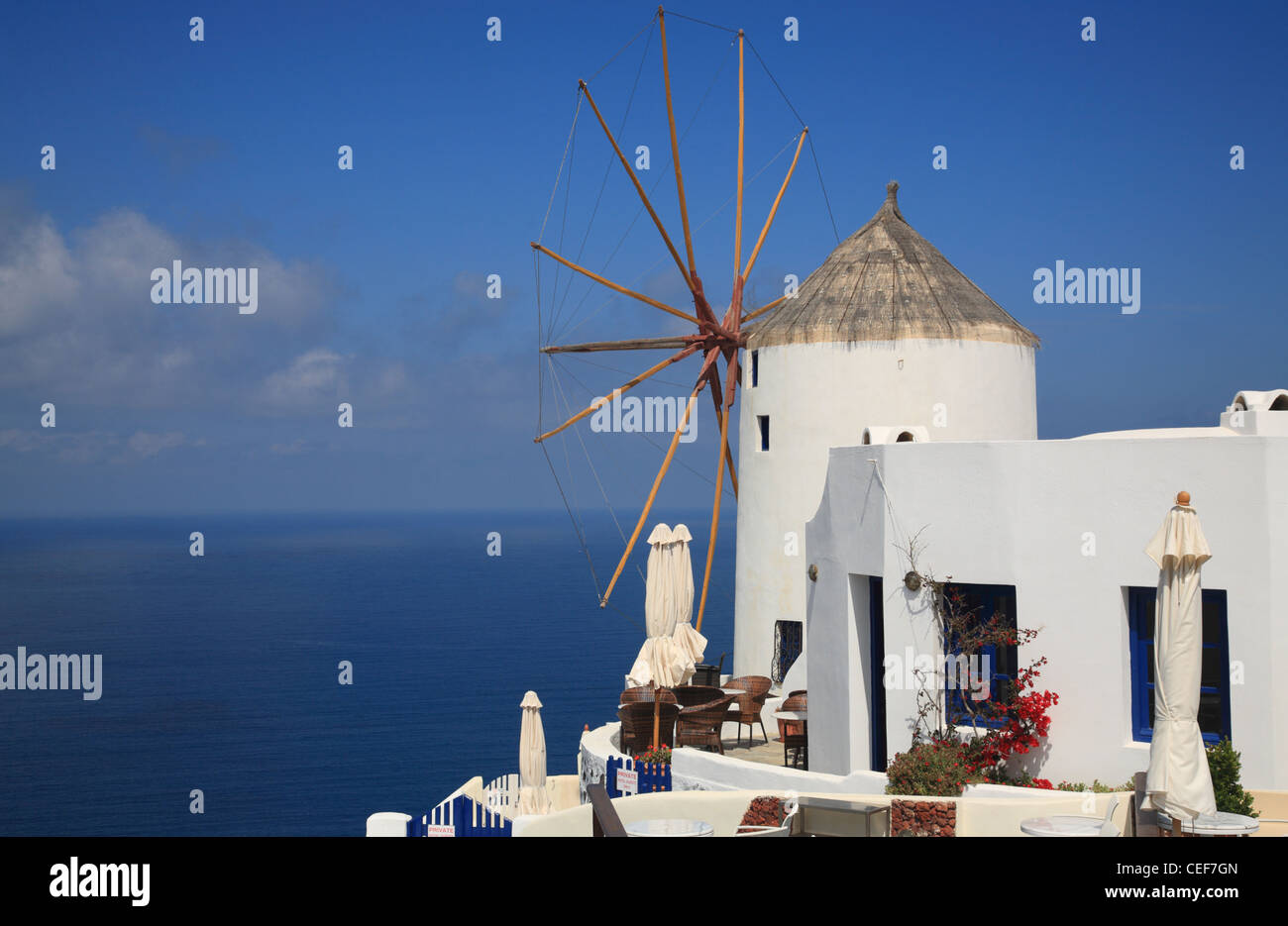 Windmill, Oia, Santorini, Cyclades, Greece, Stock Photo