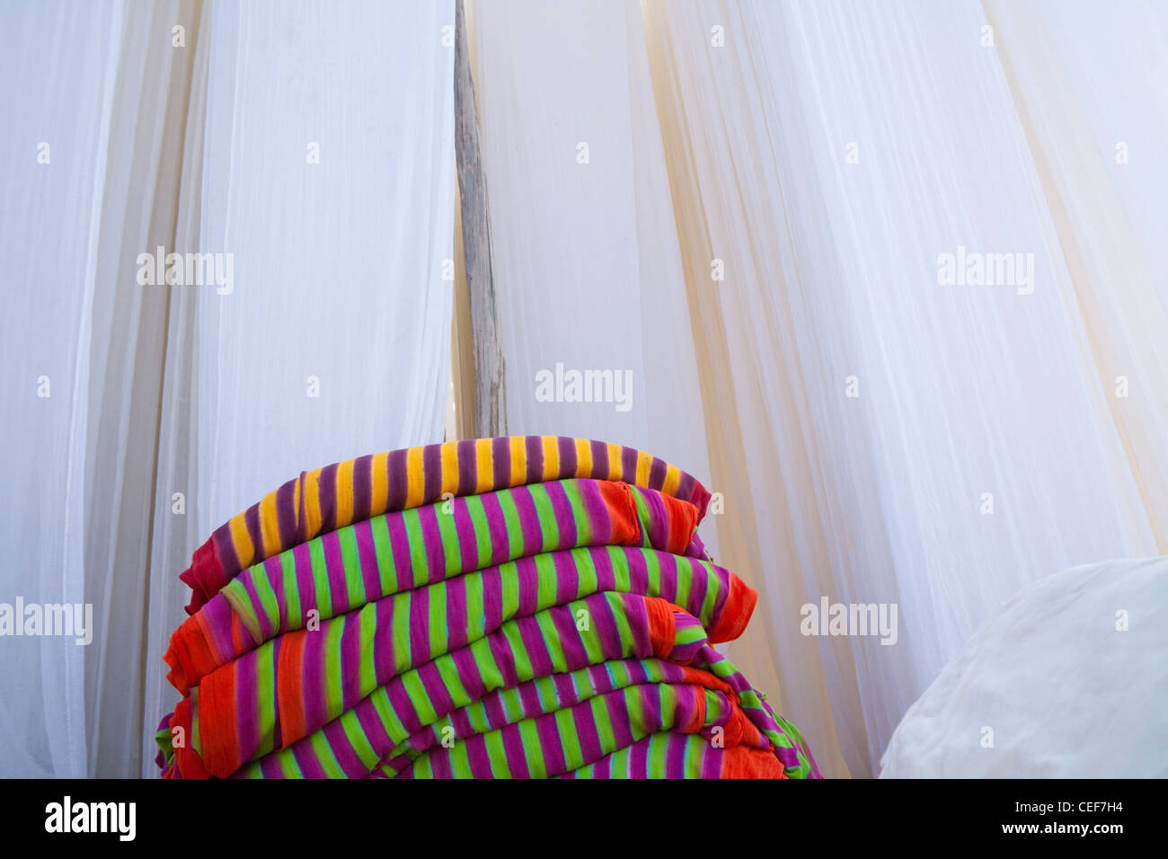 Fabric at local fabric printing Pali, Rajasthan, India Stock