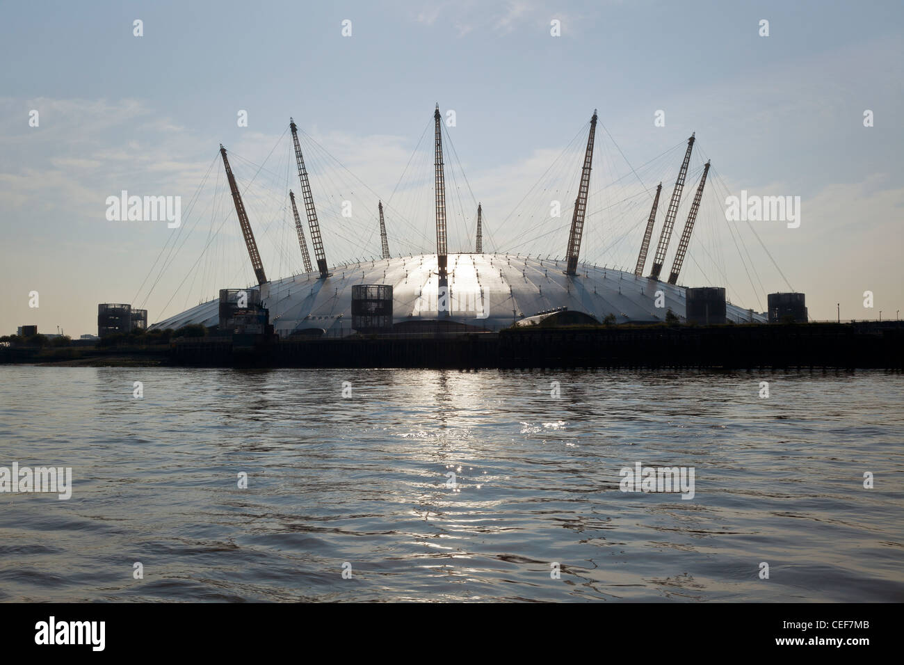 Milleniun Dome on the River Thames, taken from a boat on the Thames Stock Photo
