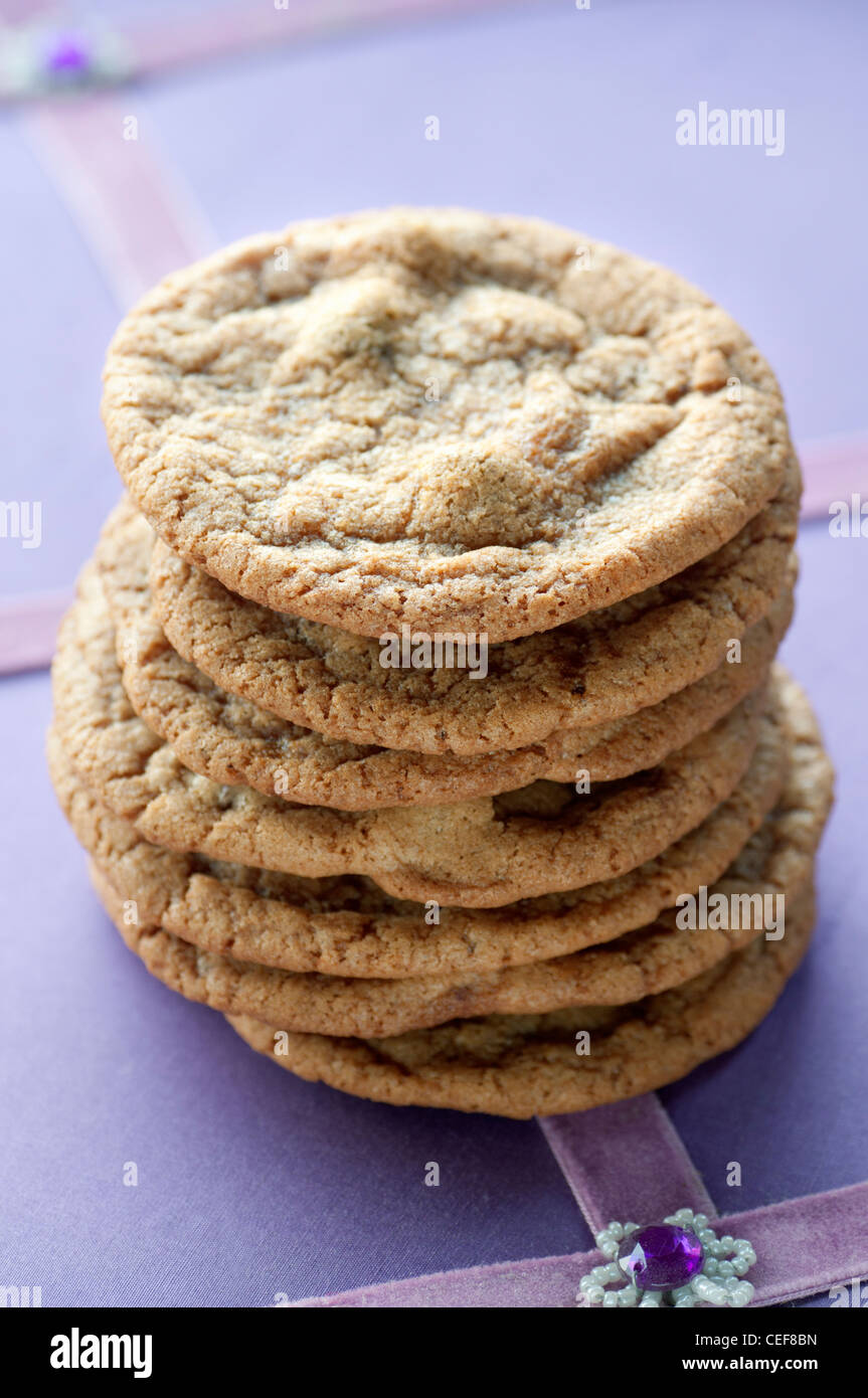 Pile of soft chewy homemade chocolate chip cookies Stock Photo