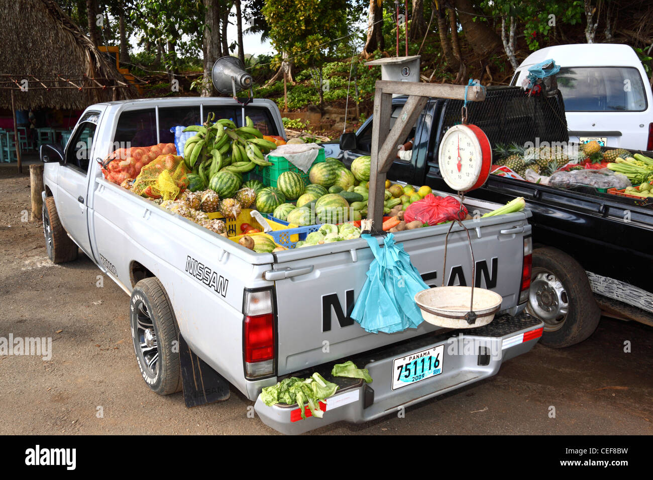 Truck delivering fresh fruit in Santa Catalina, Veraguas Province , Panama Stock Photo