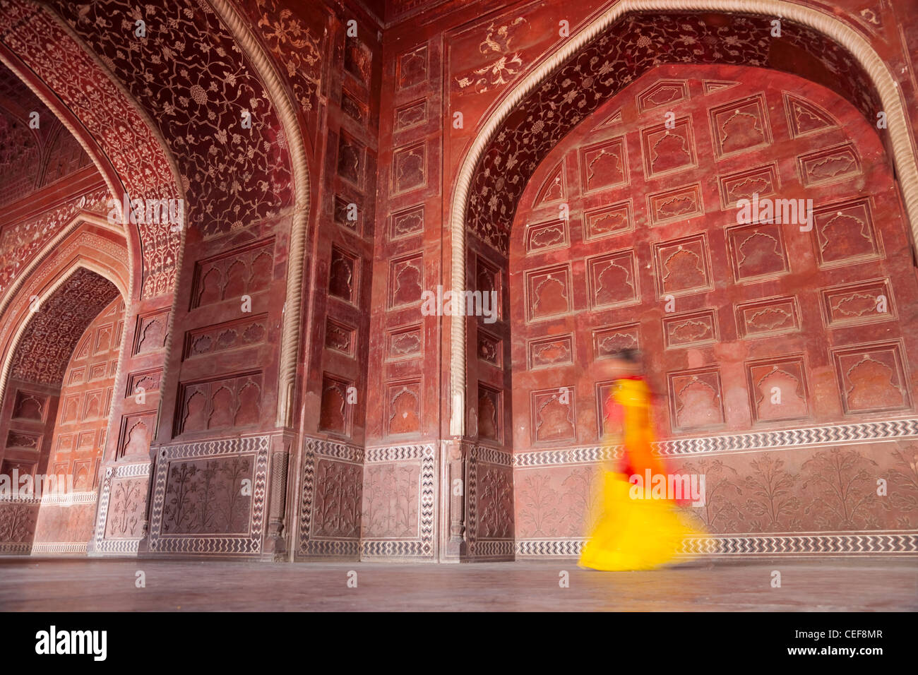 Indian woman inside Taj Mahal (UNESCO World Heritage site), Agra, India Stock Photo