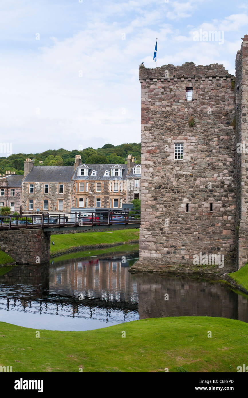 A view of Rothesay Castle across the moat in Rothesay on the Isle of
