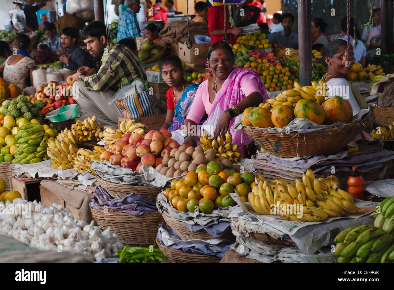 Selling fruit in local market, Goa, India Stock Photo - Alamy