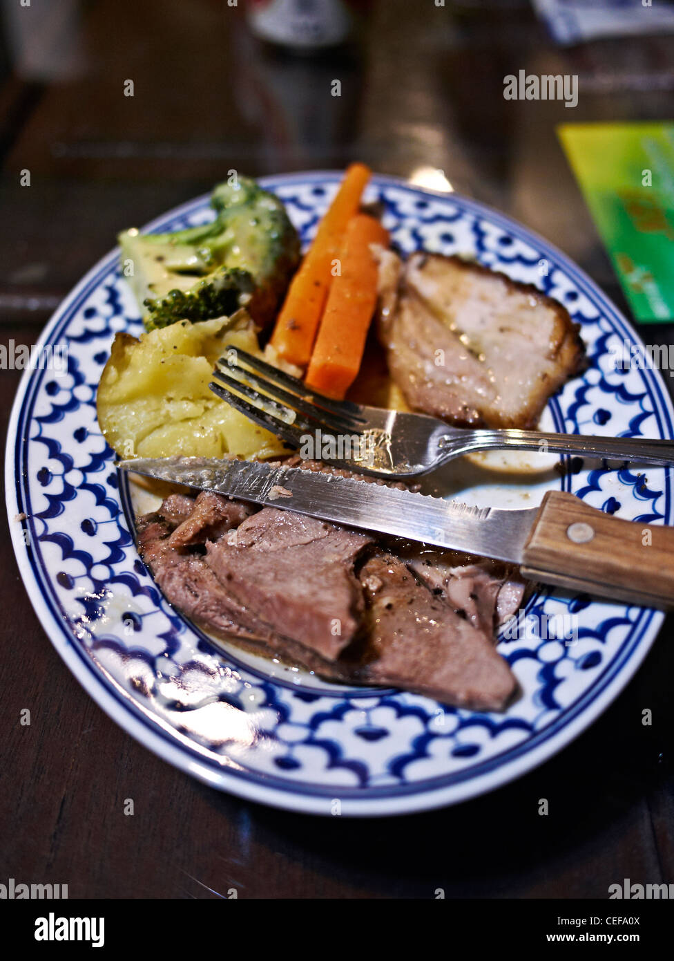 Roast lamb dinner. Traditional English Sunday dinner Stock Photo