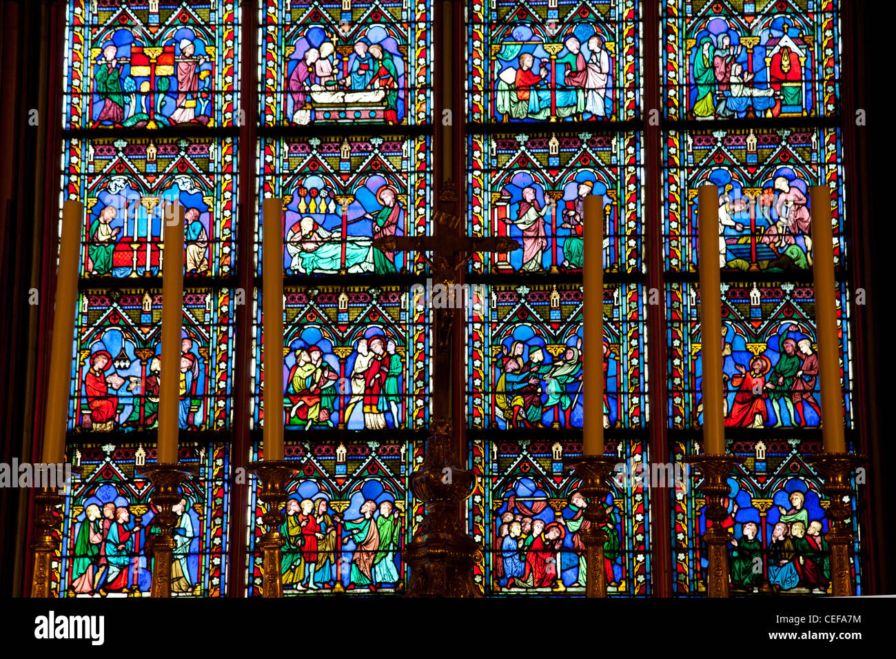 Chapel of the Holy Sacrament in Notre Dame Cathedral in Paris France Stock Photo