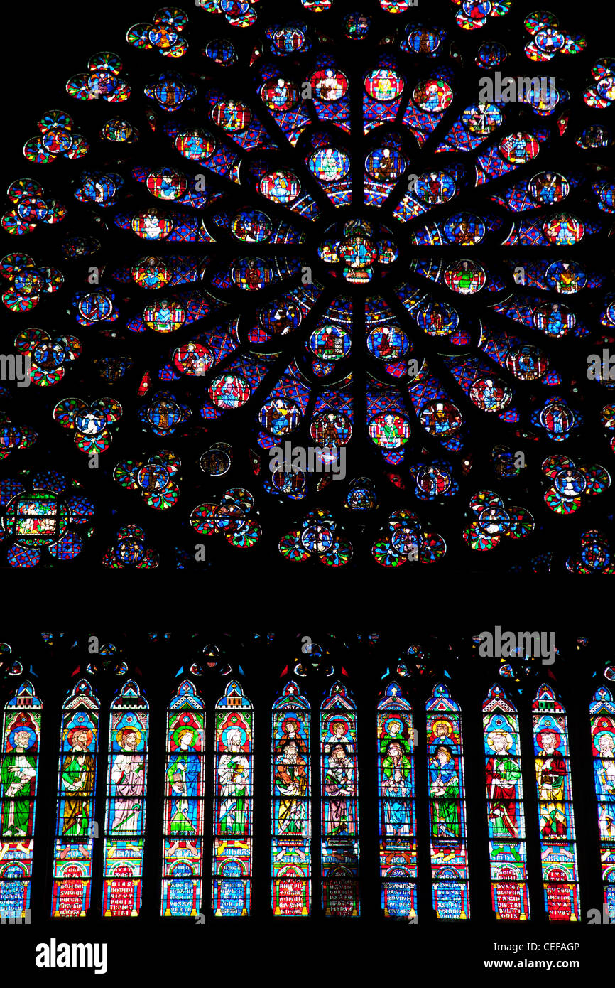 The South Rose window in Notre Dame Cathedral Paris France Stock Photo Alamy