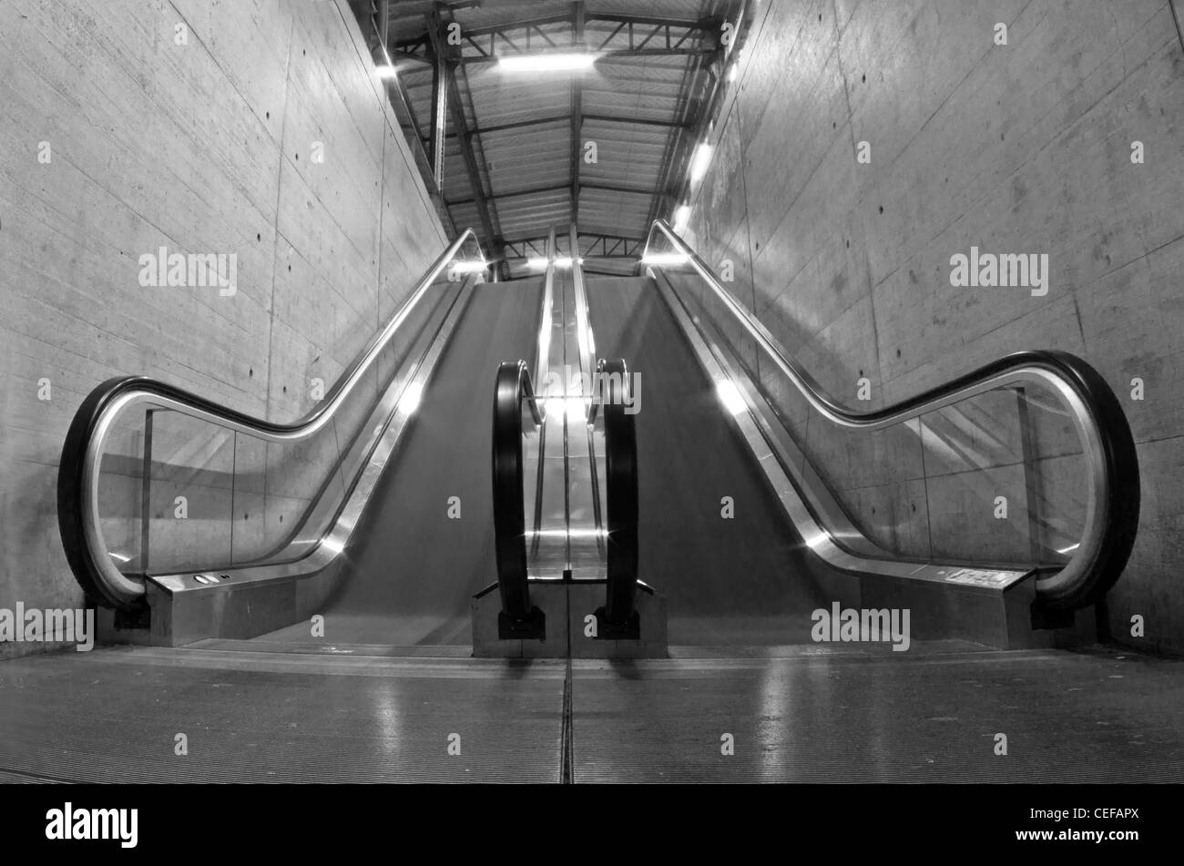 moving escalators Stock Photo