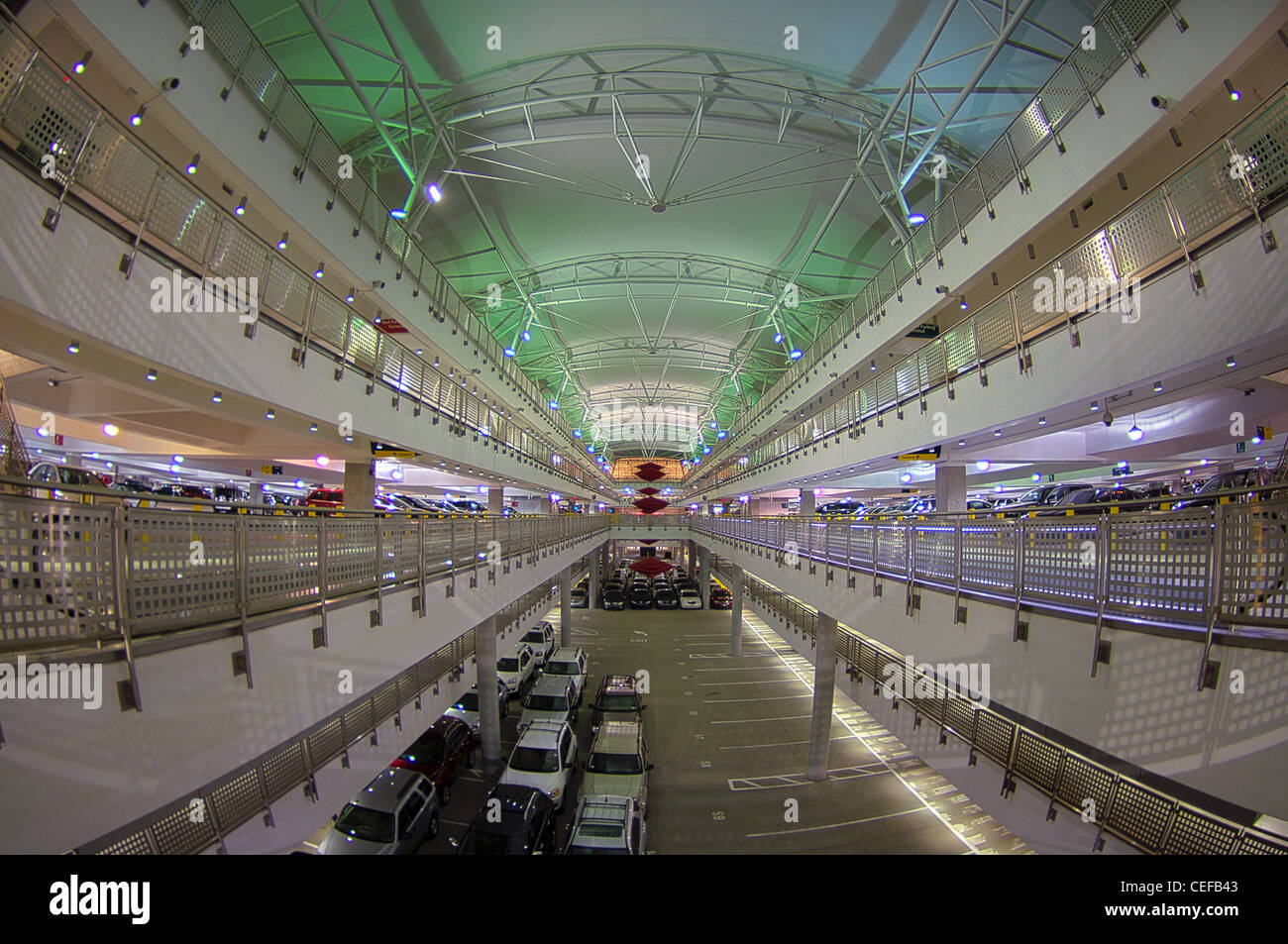 Indianapolis airport garage at night HDR image Stock Photo