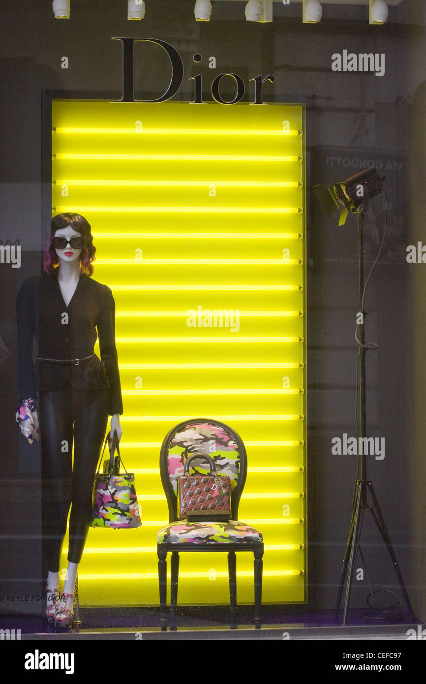 Dior shop on the famous street of  via del Corso in Rome Italy Stock Photo