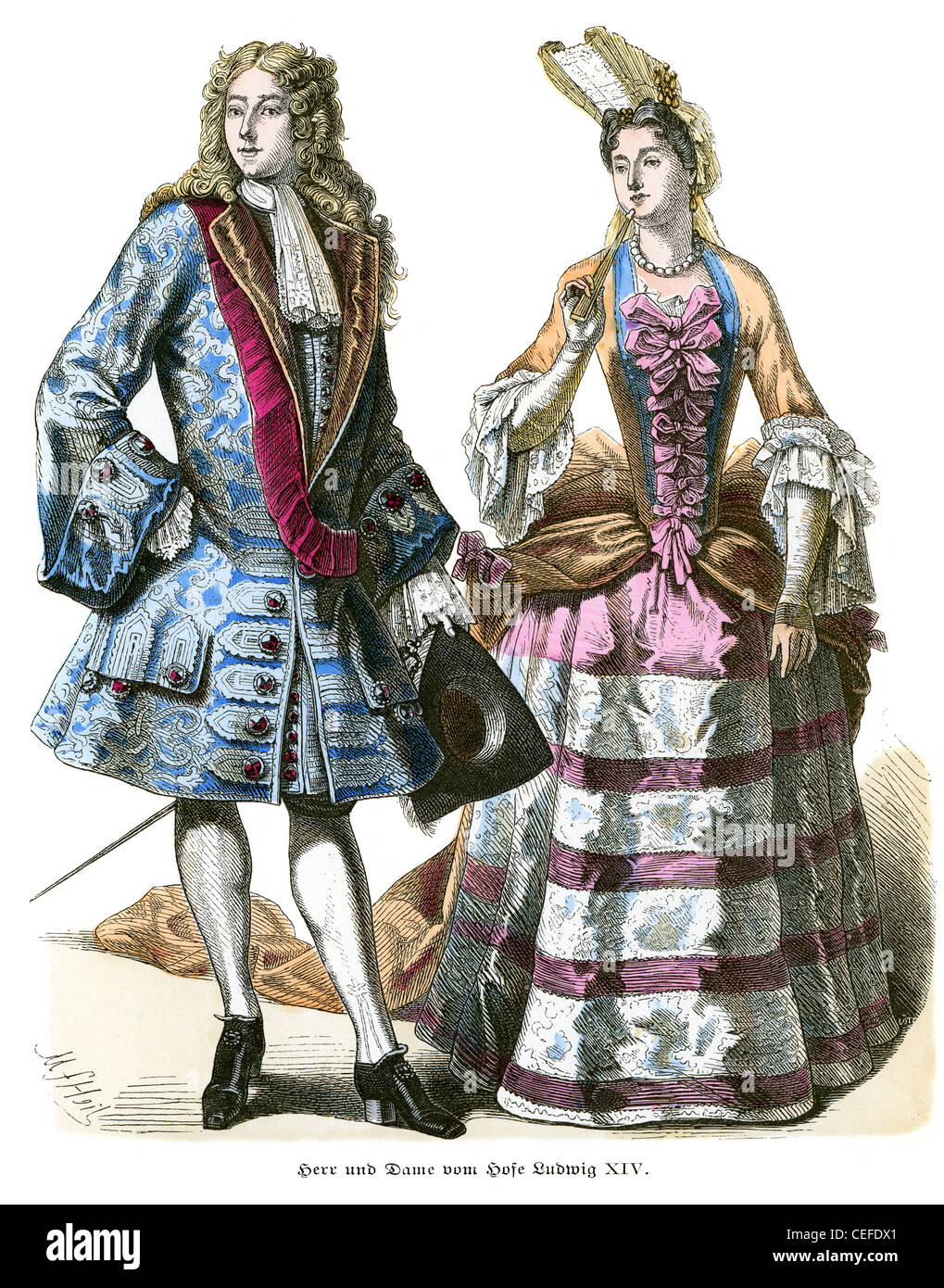 Lord and lady of the reign of Louis XIV of France Stock Photo