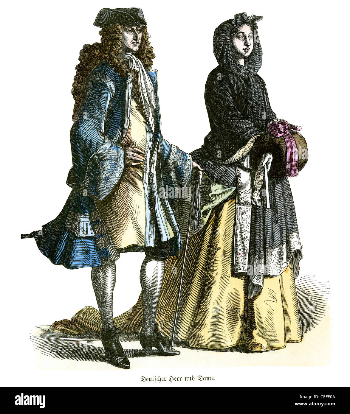 A German lord and lady from the first third of the 18th century Stock Photo