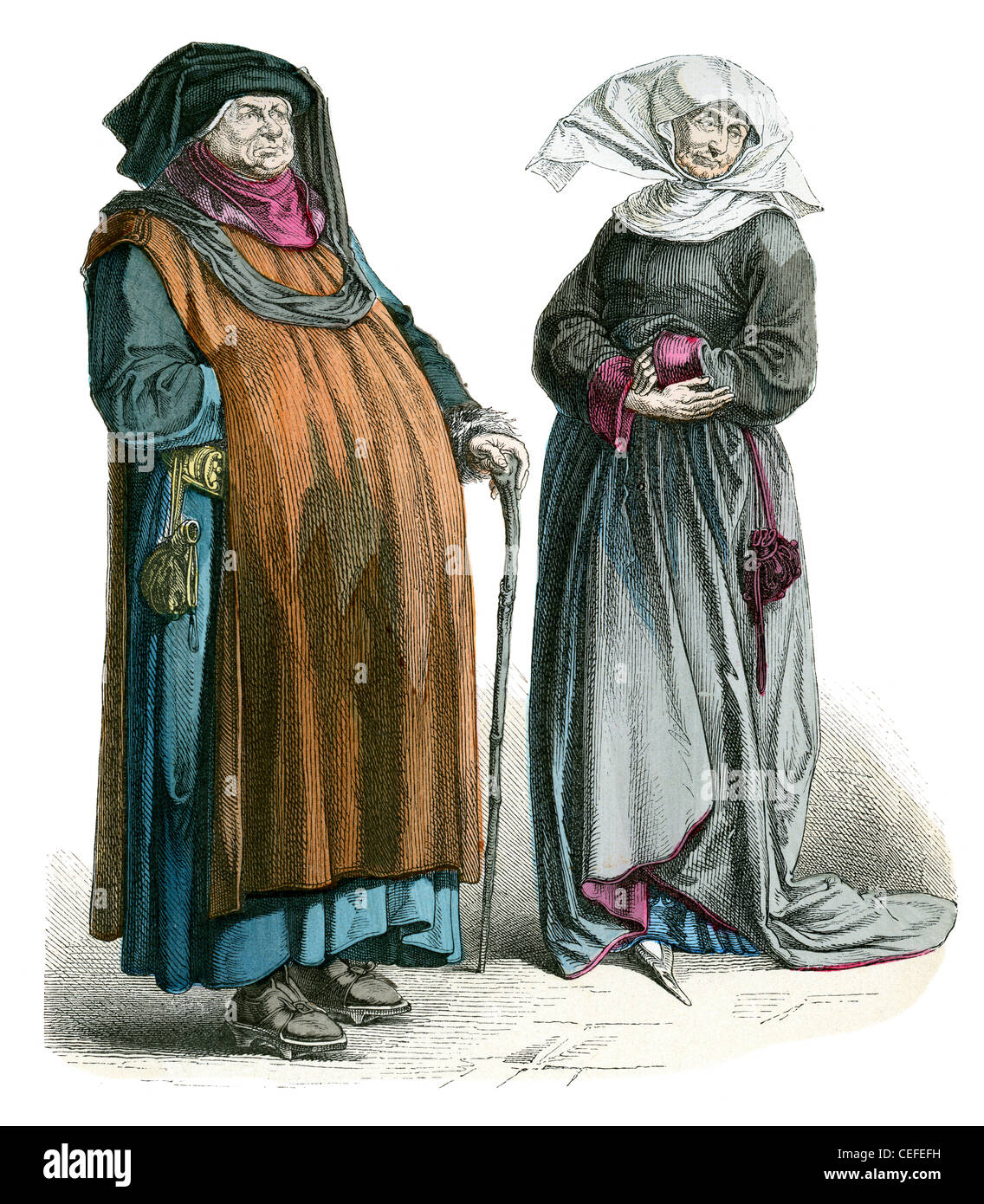 A couple in the fashion of German Patricians from the last half of the 15th century Stock Photo
