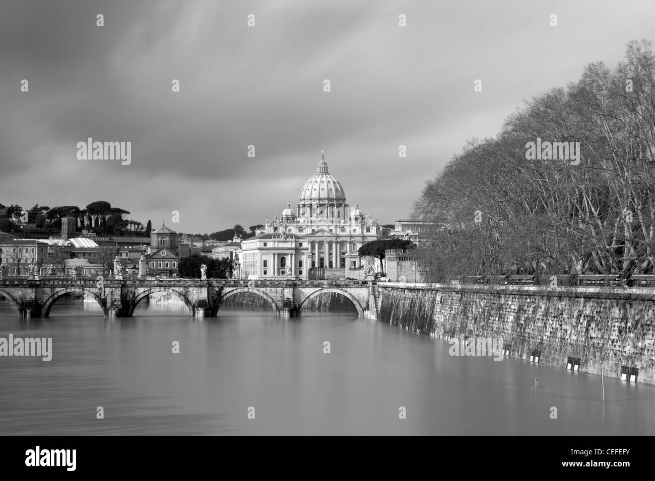 St Peter’s Basilica and river Stock Photo