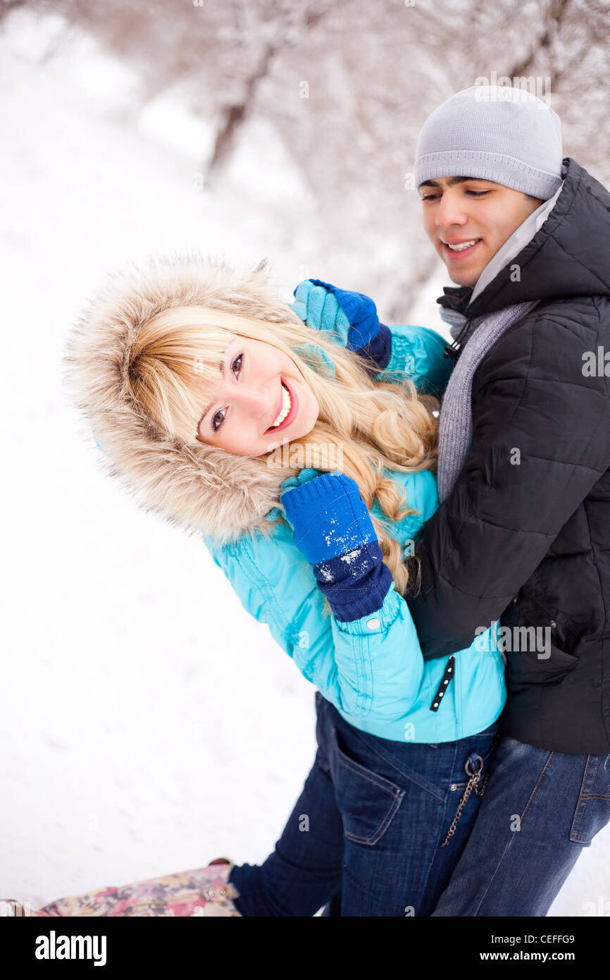 happy young couple outdoor on a winter day Stock Photo - Alamy