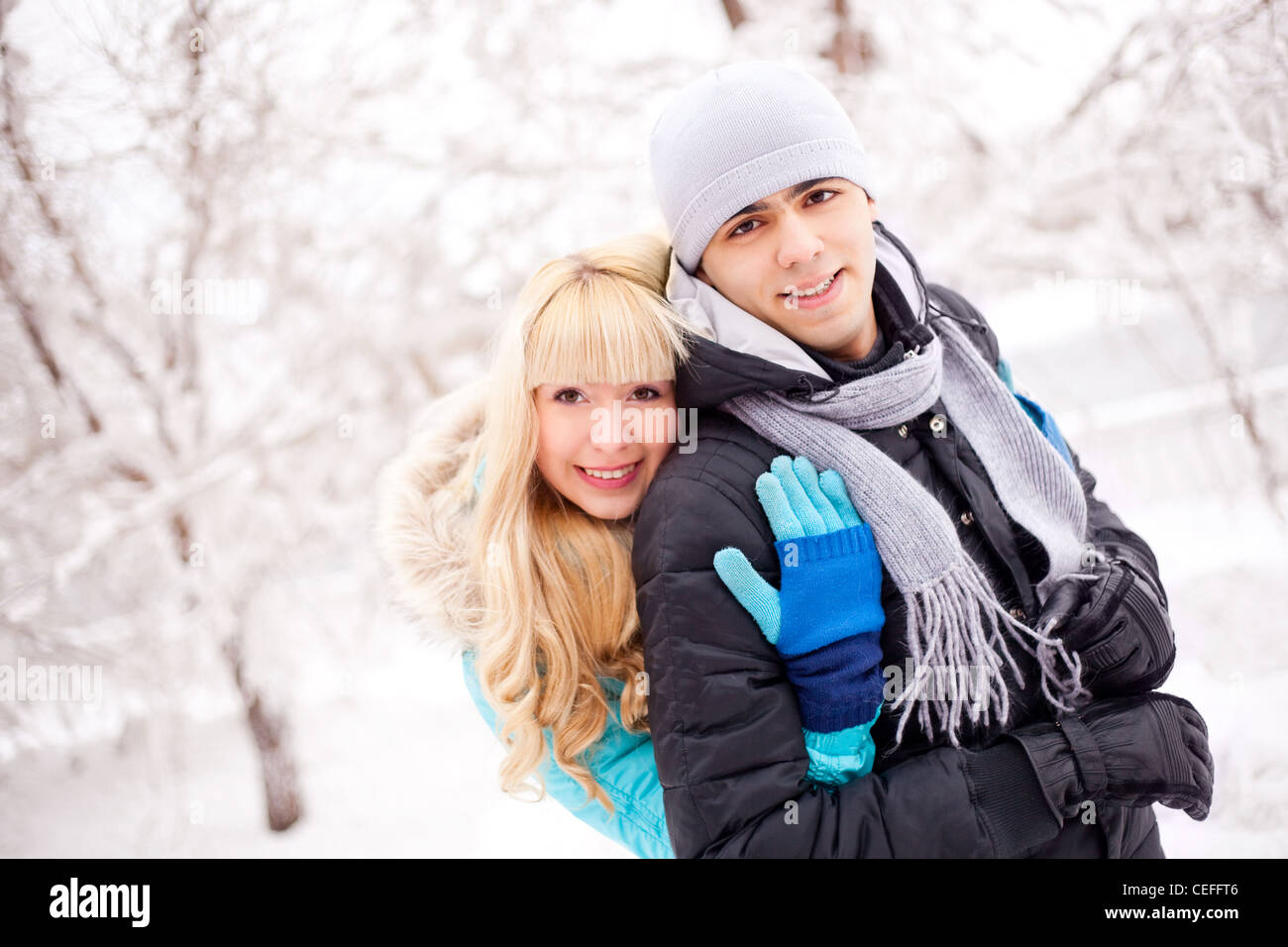 happy young couple outdoor on a winter day Stock Photo - Alamy