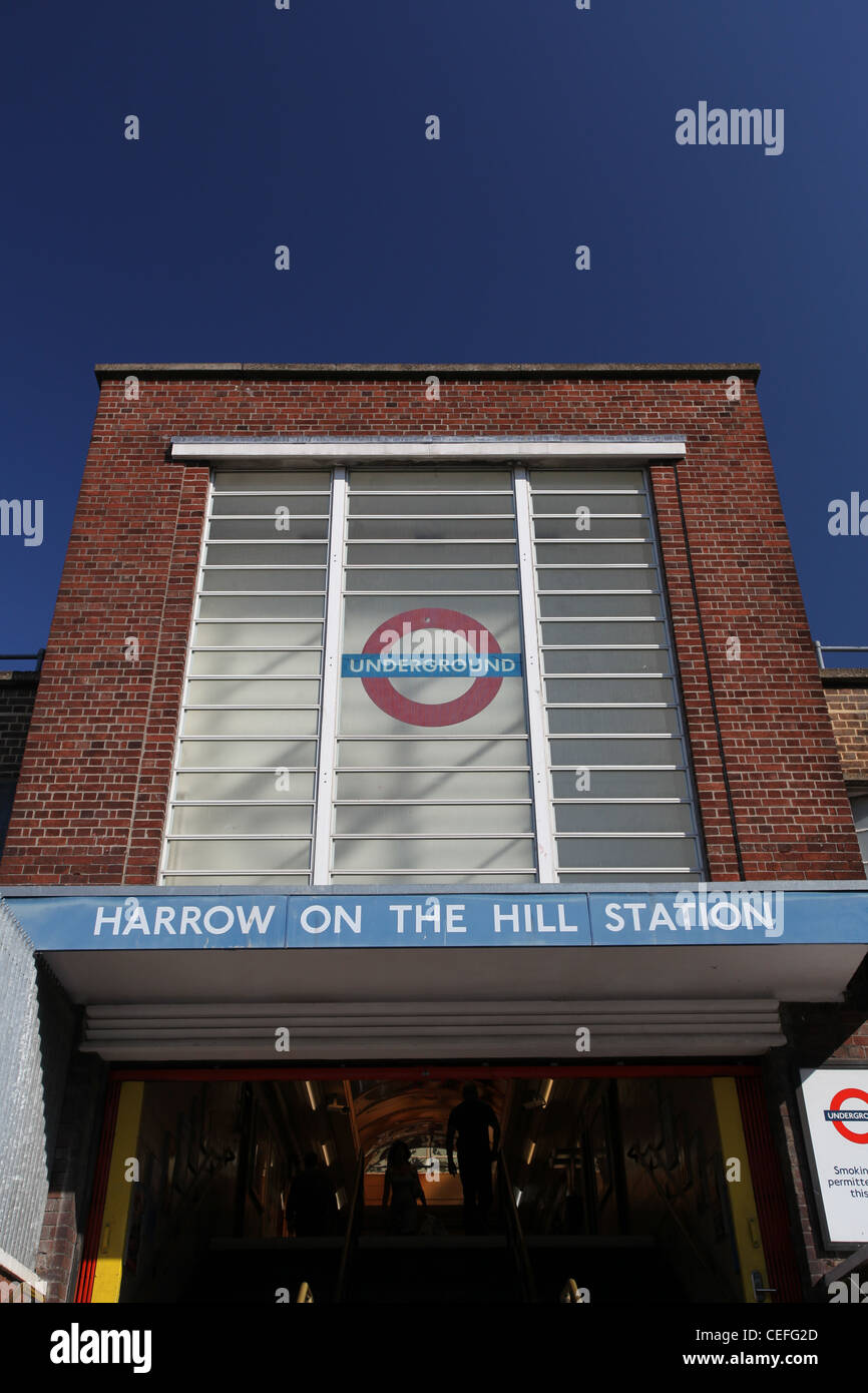 Entrance to Harrow On The Hill Tube Station Stock Photo