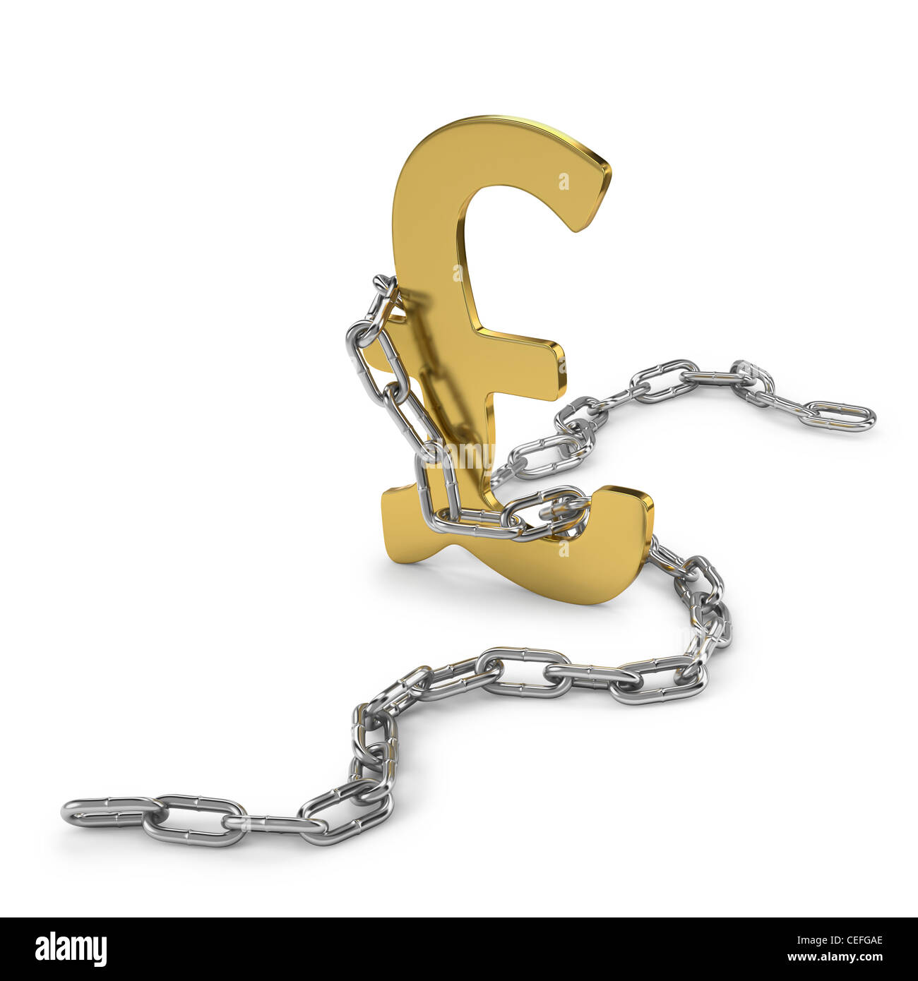 Pound currency symbol in chains as economic mismanagement Stock Photo