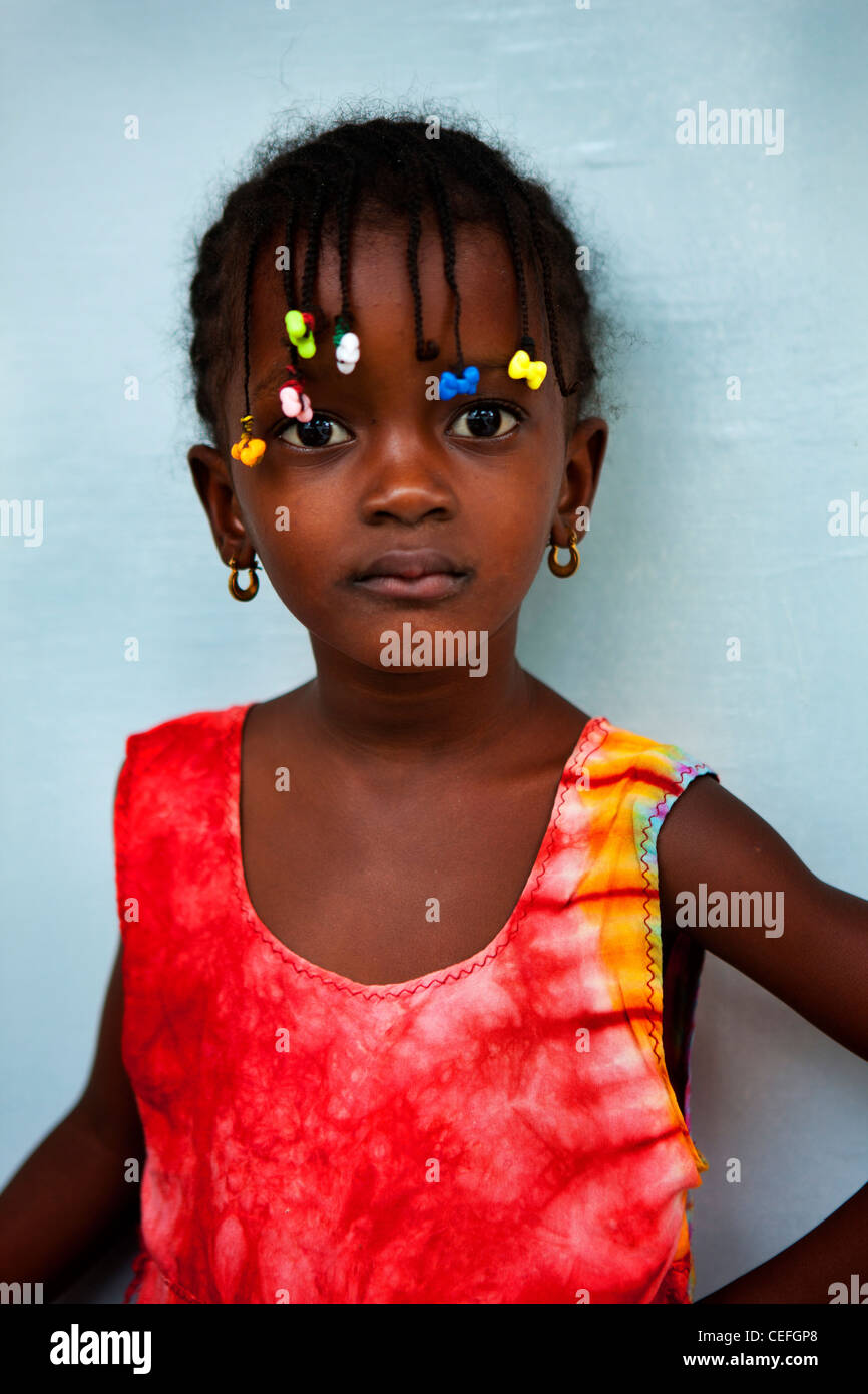 Daughter of Sengalese rapper Matador in the Pikin neighbourhood, Dakar, Senegal Stock Photo