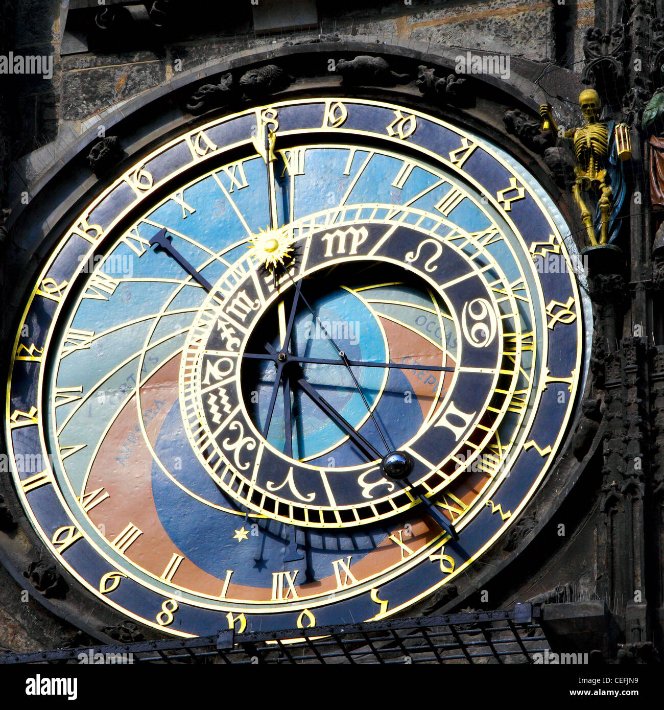 Old astronomical clock in Prague, Czech Republic (The Horologe Stock
