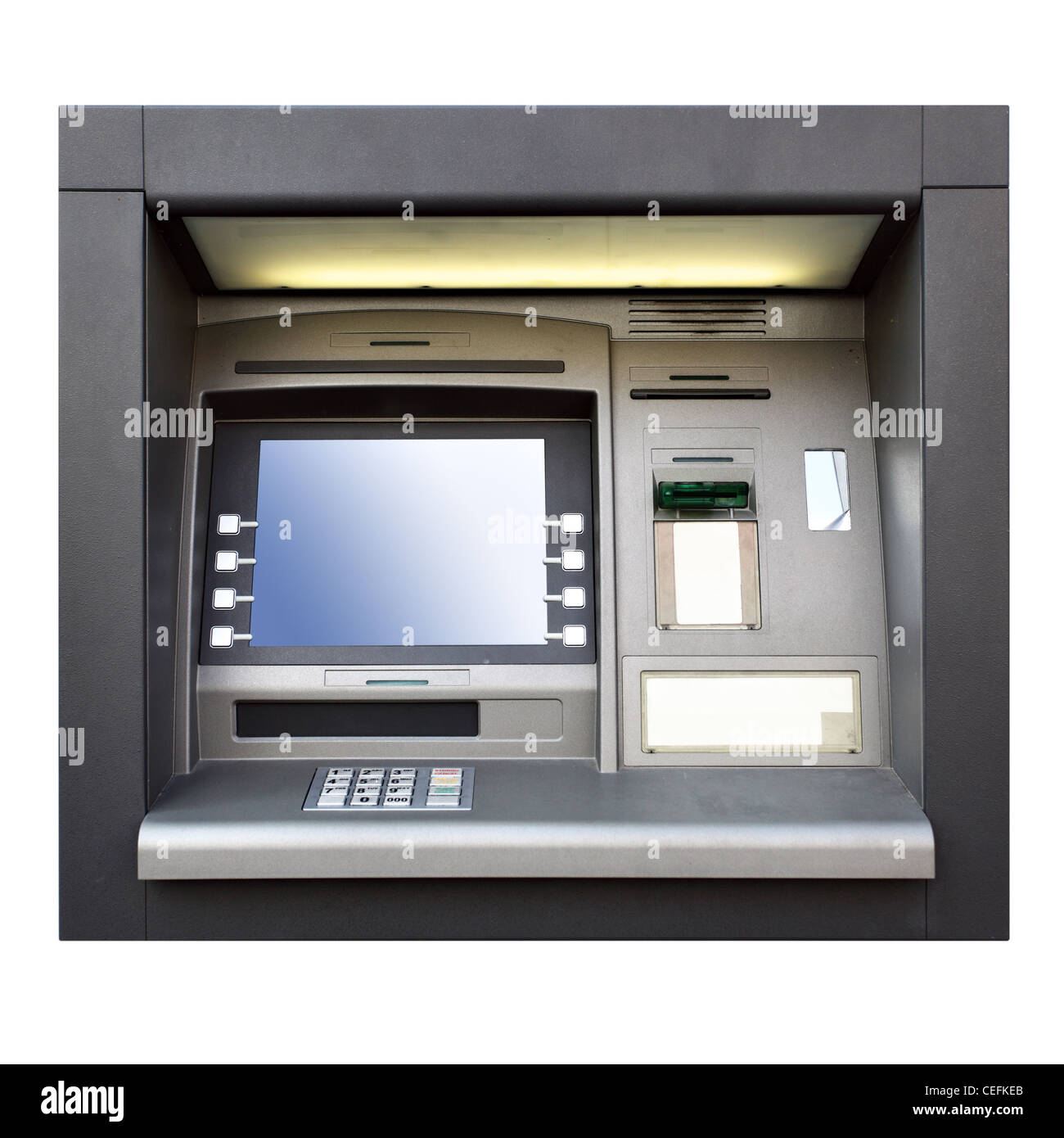 Automated teller machine close up isolated over white Stock Photo