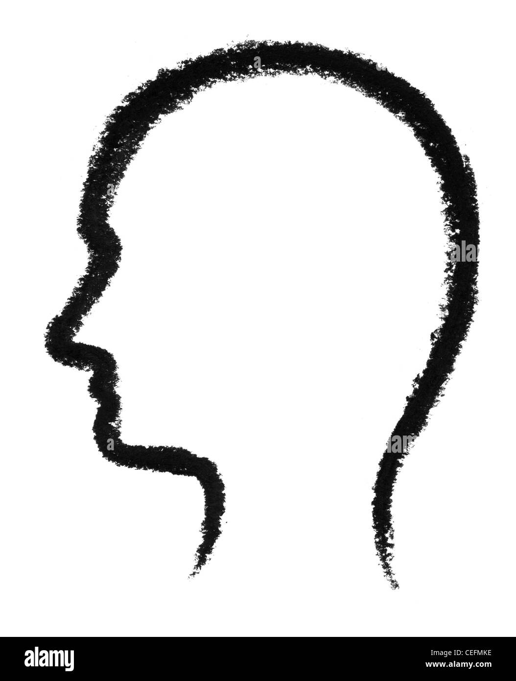 crayon-sketched head silhouette done by me Stock Photo