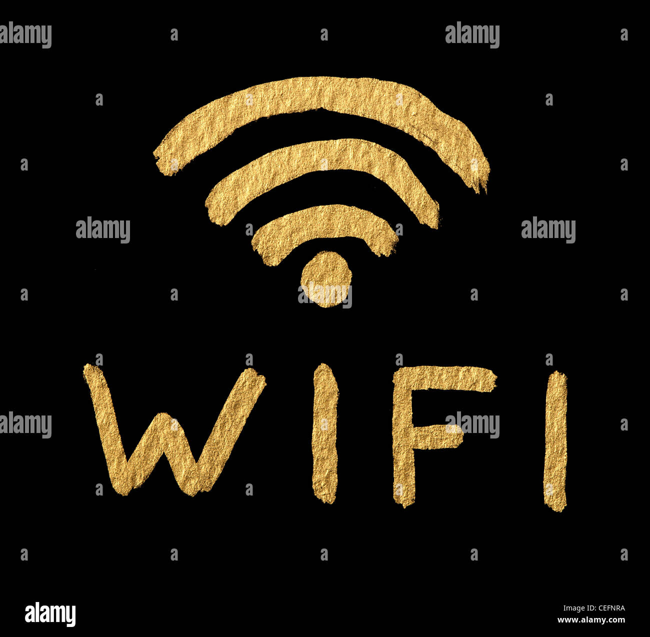 Word WIFI and symbol over black Stock Photo