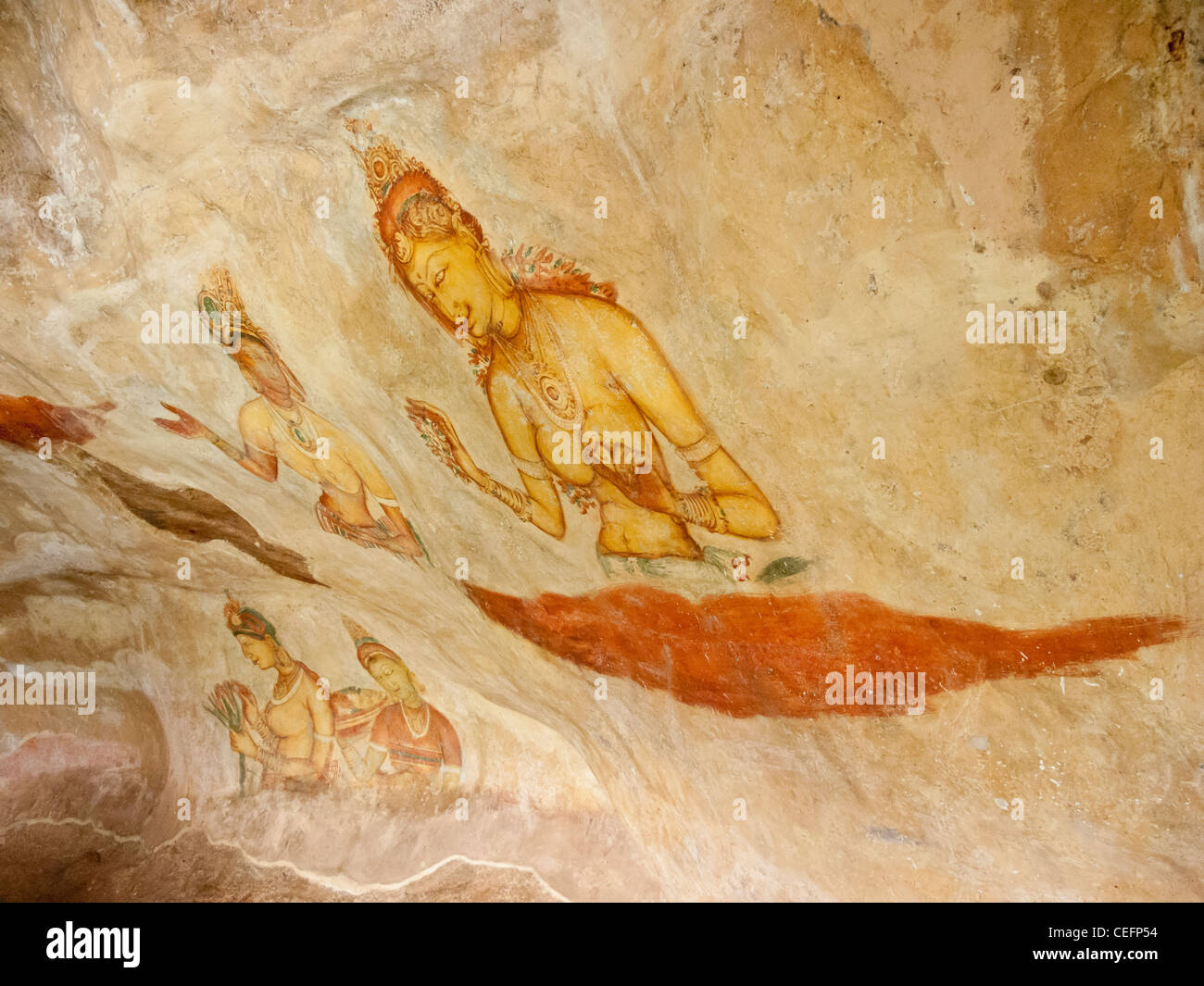 Cave Paintings At The Lion Rock Sigiriya Sri Lanka Stock Photo Alamy