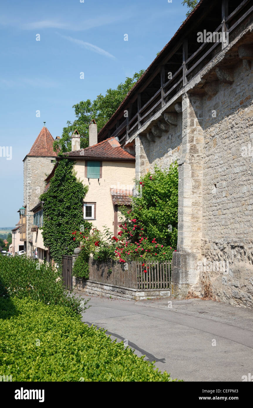 Medieval city ring wall around the city Rothenburg ob der Tauber, Franconia, Bavaria, Germany Stock Photo