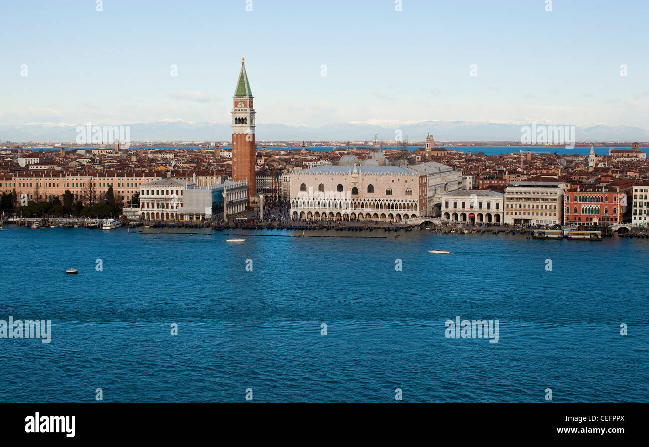 The Campanile and the Piazza San Marco skyline. Venice, Italy. Stock Photo