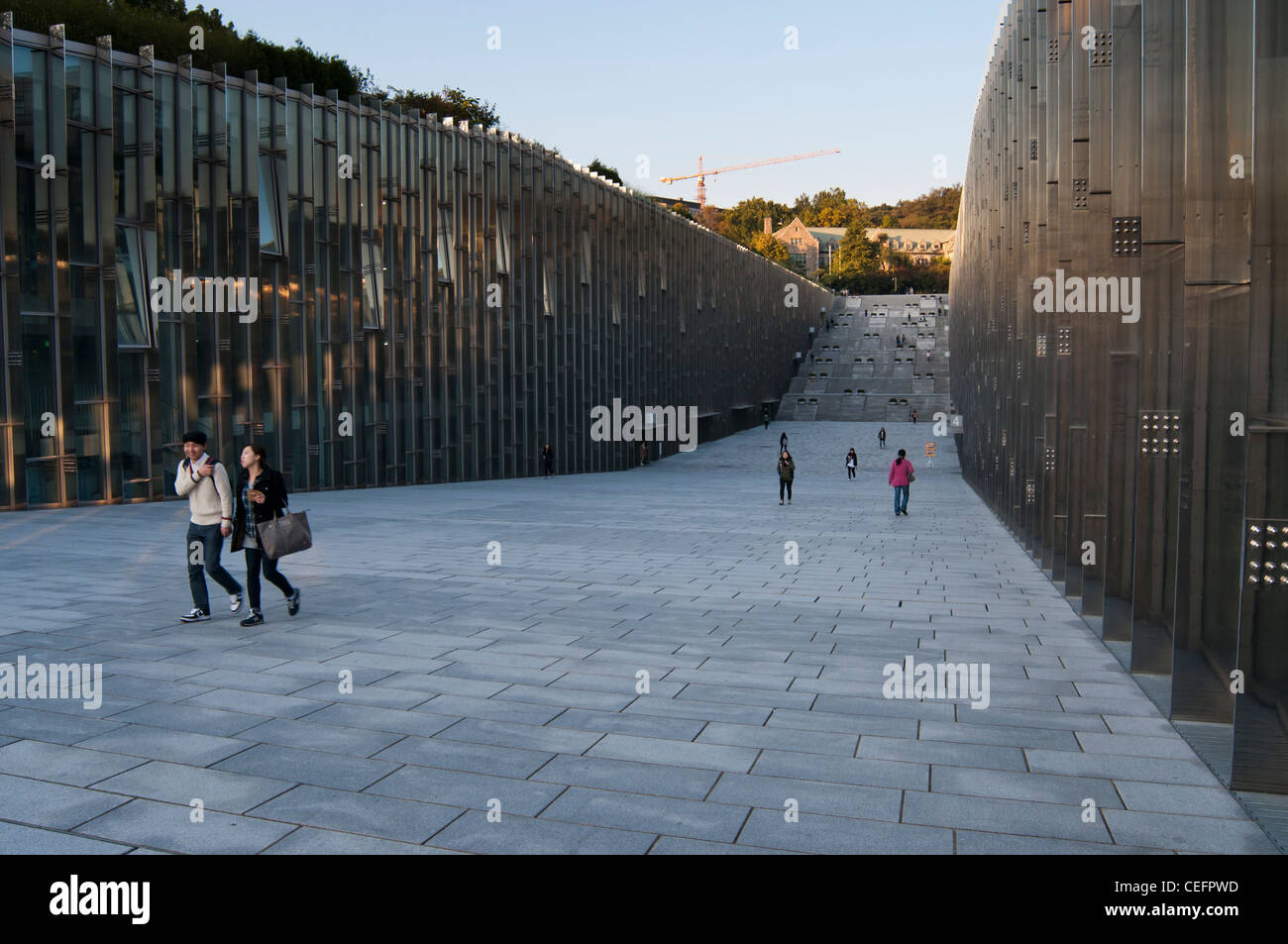 Unusual architecture of Library building in Ewha Womans University campus, Seoul, Korea Stock Photo
