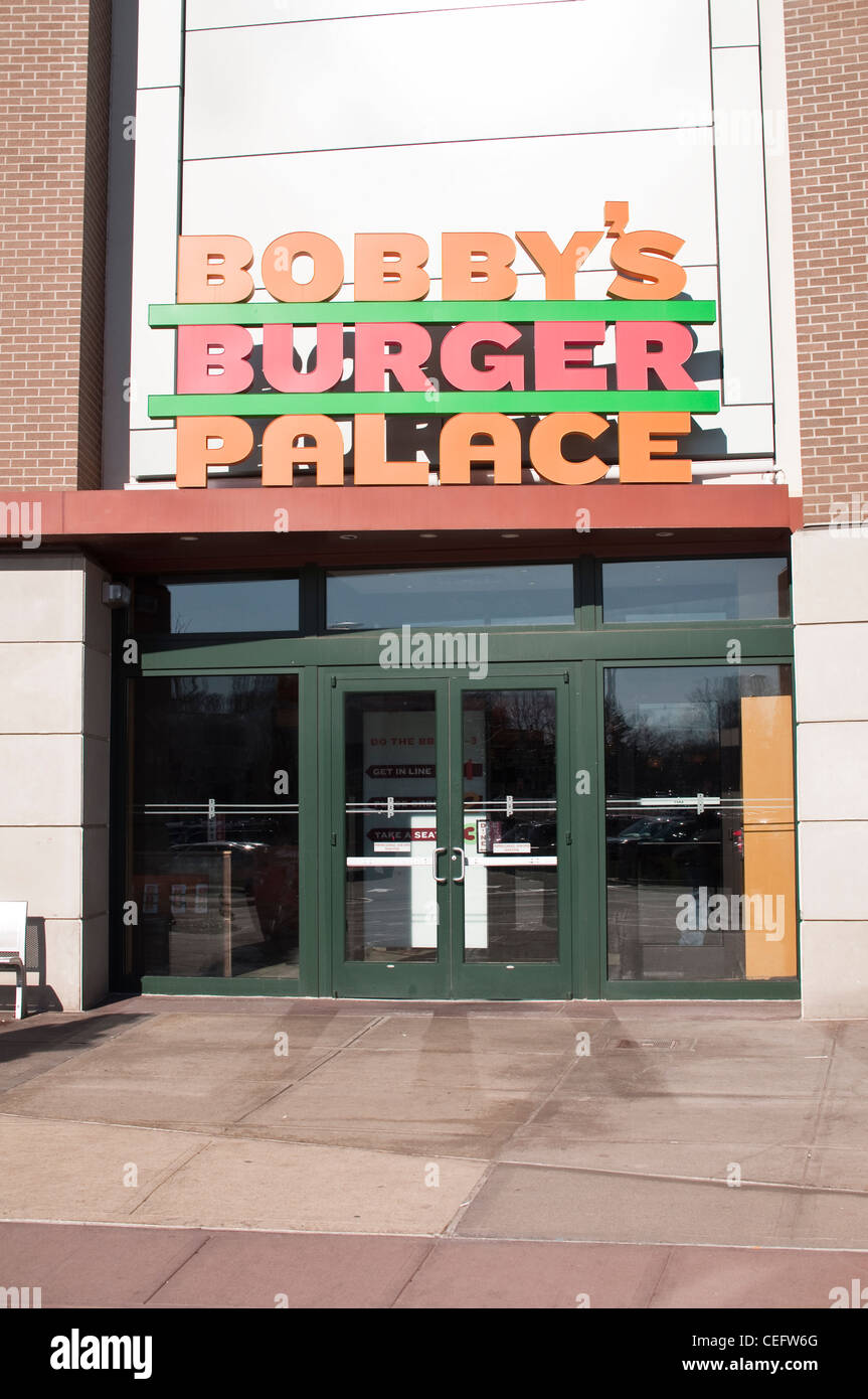 Exterior of Bobby's Burger Palace, the fast casual burger concept by Bobby Flay. Paramus, NJ, USA. Stock Photo