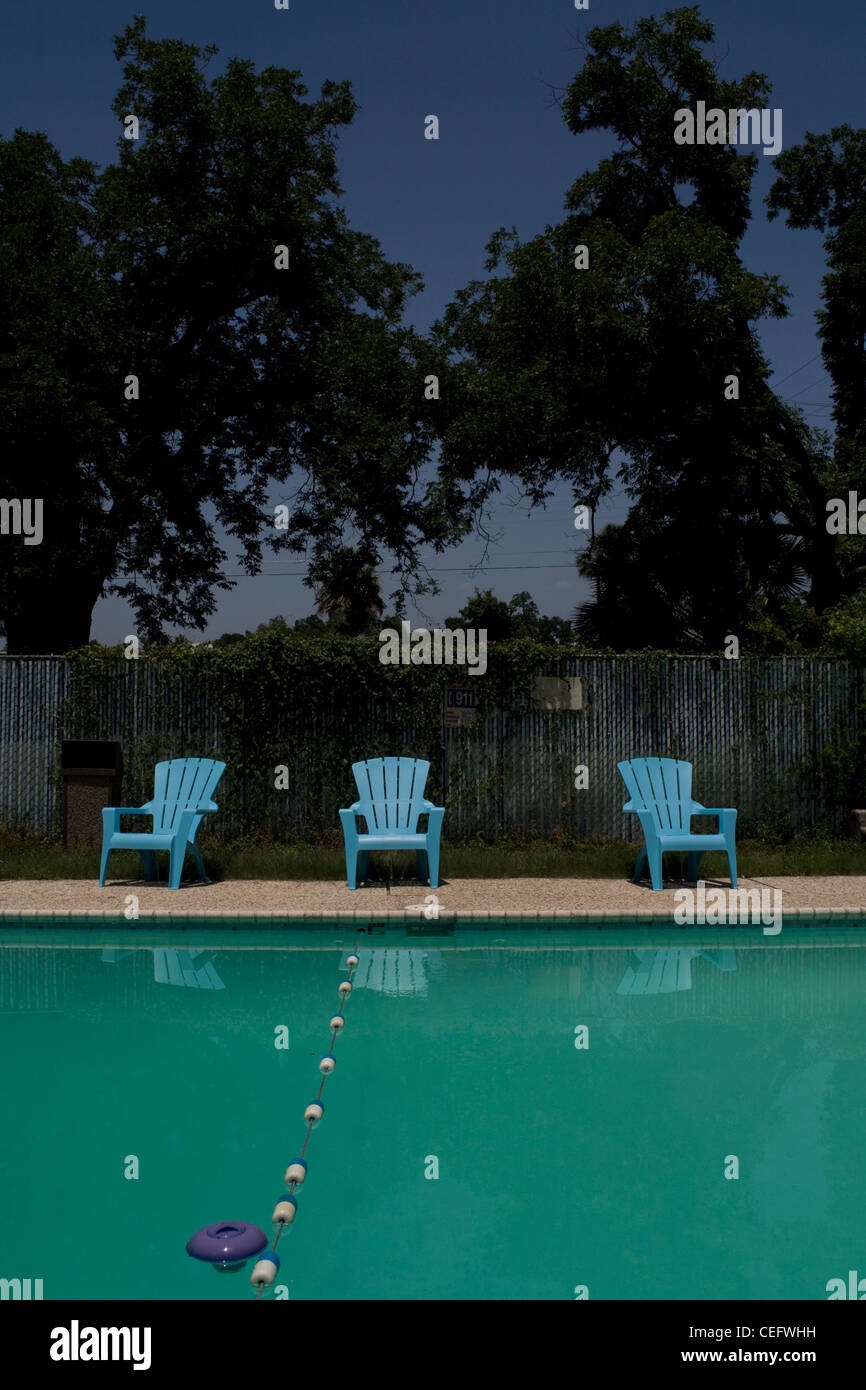 Deck Chairs Beside A Swimming Pool In San Antonio Texas